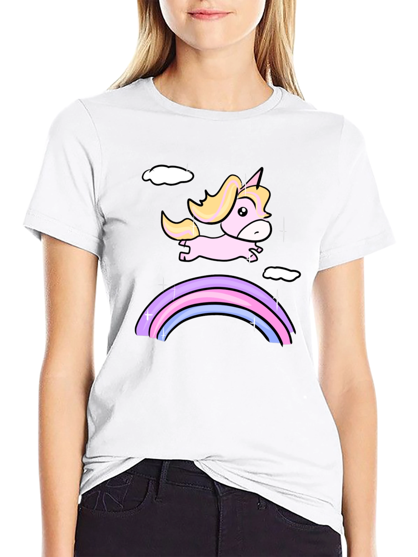 Unicorn Rainbow Black T-Shirt