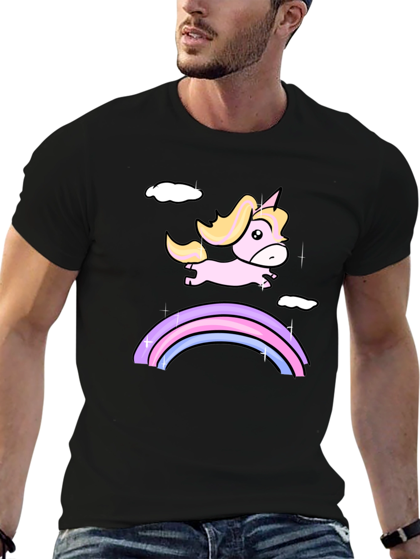 Unicorn Rainbow Black T-Shirt