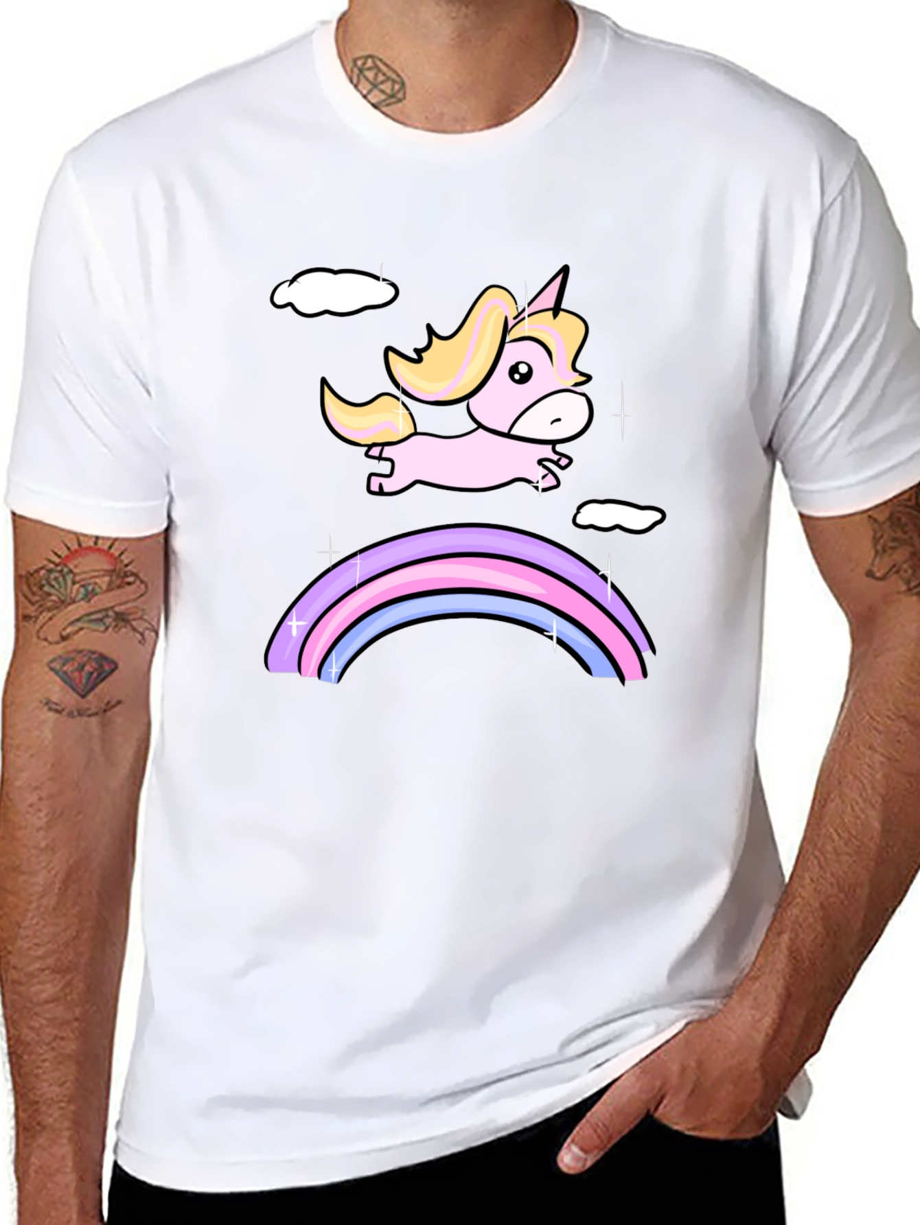 Unicorn Rainbow Black T-Shirt