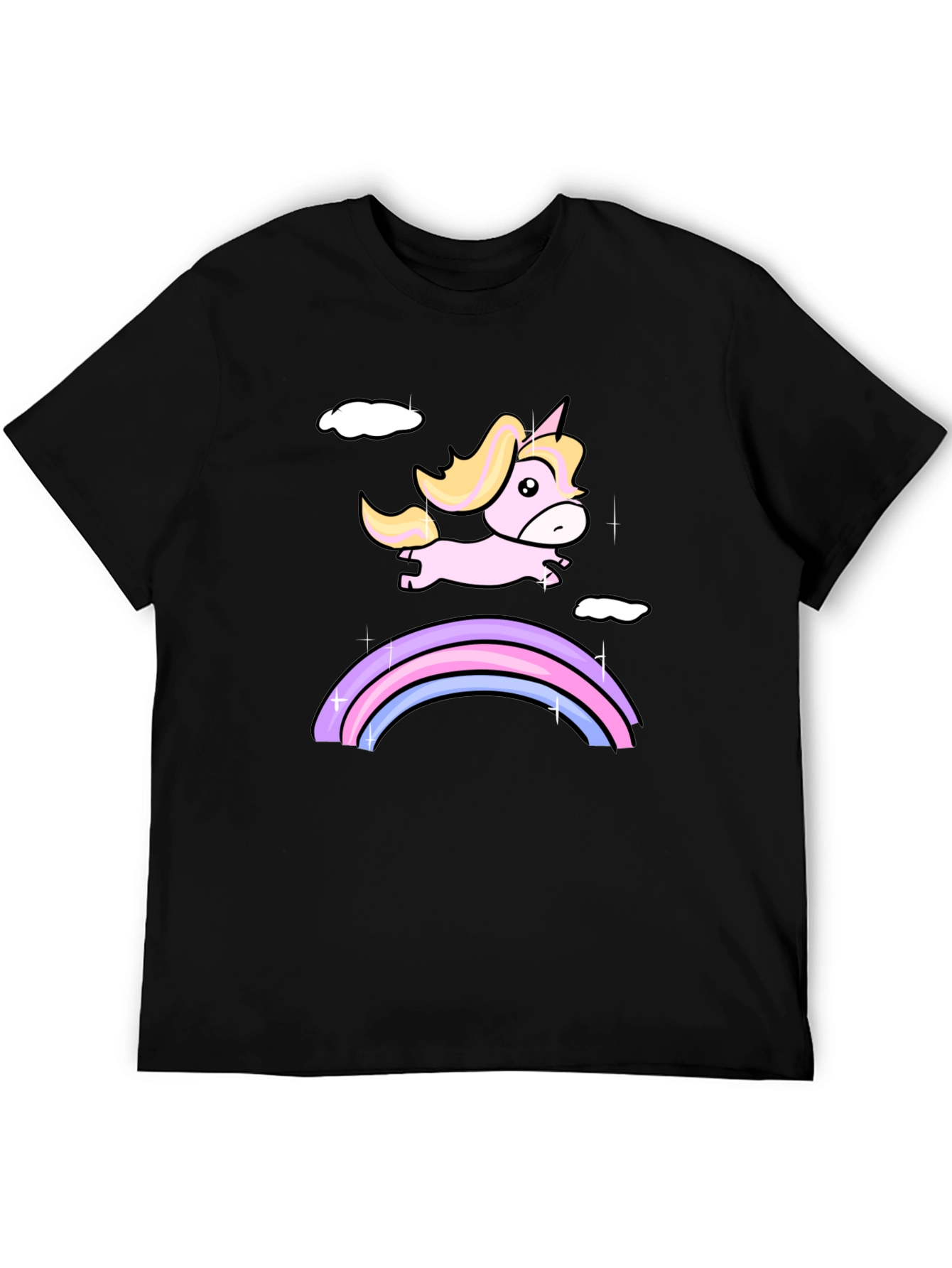 Unicorn Rainbow Black T-Shirt