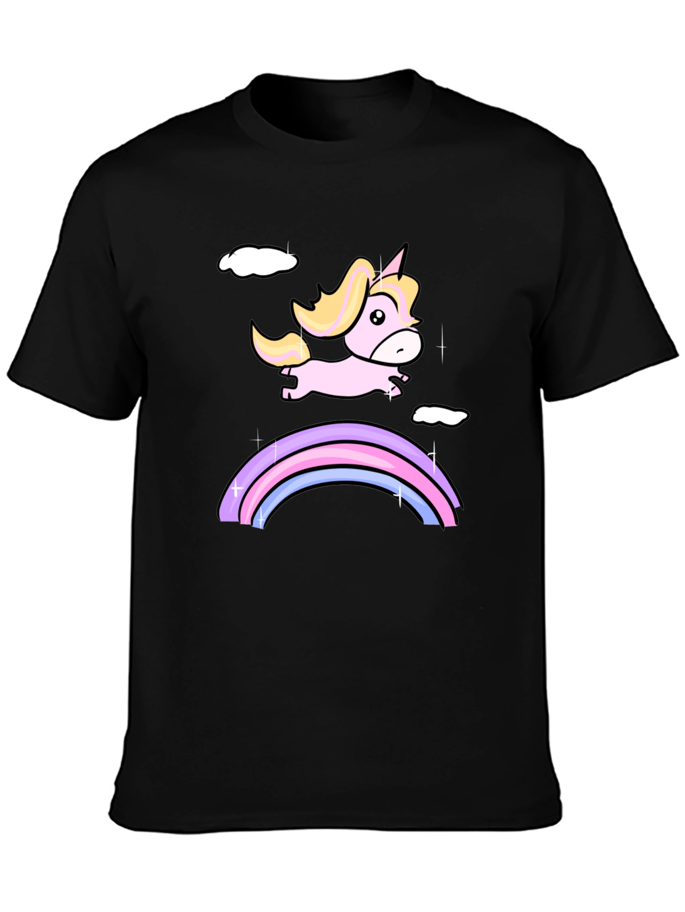 Unicorn Rainbow Black T-Shirt