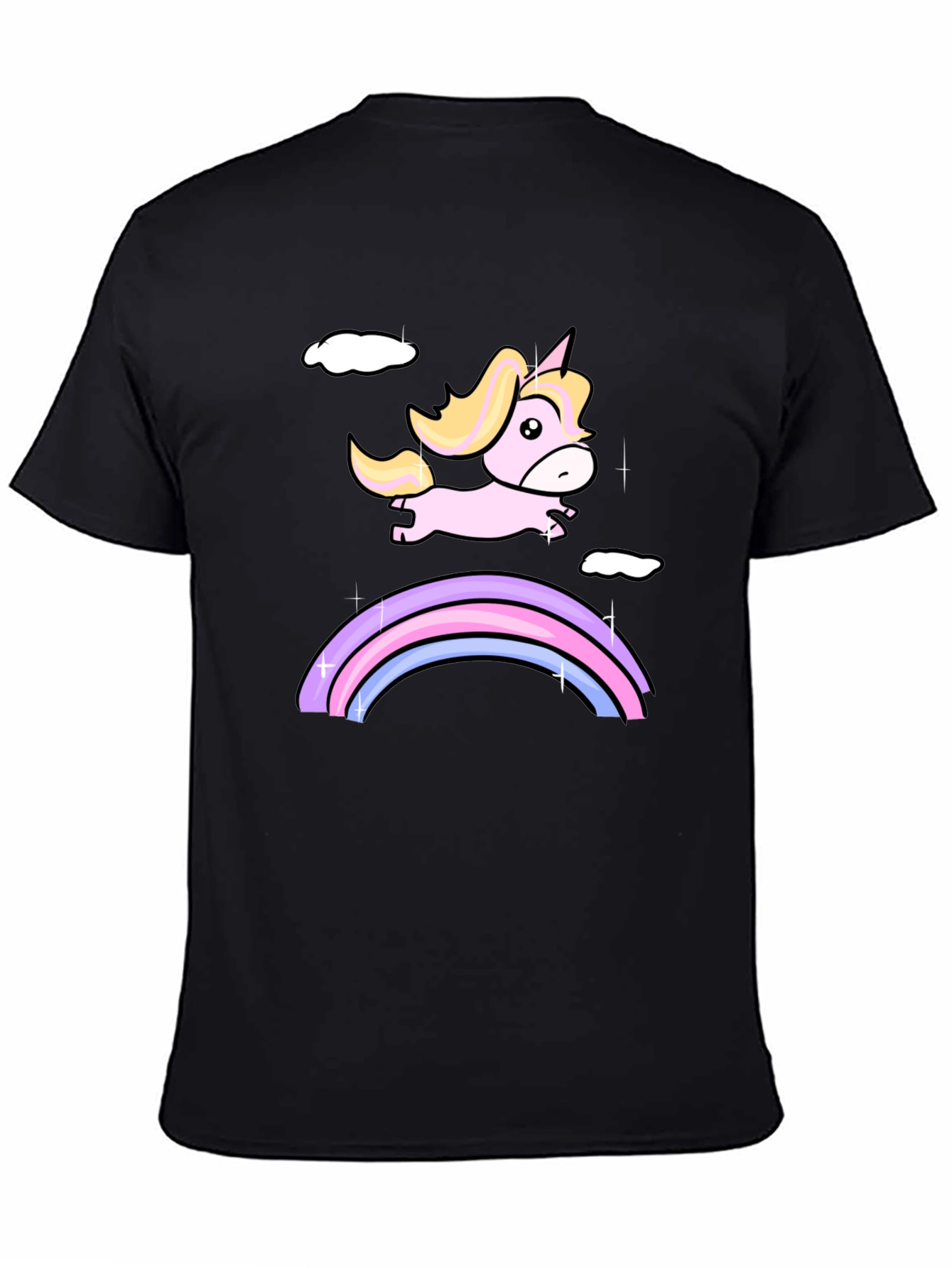 Unicorn Rainbow Black T-Shirt