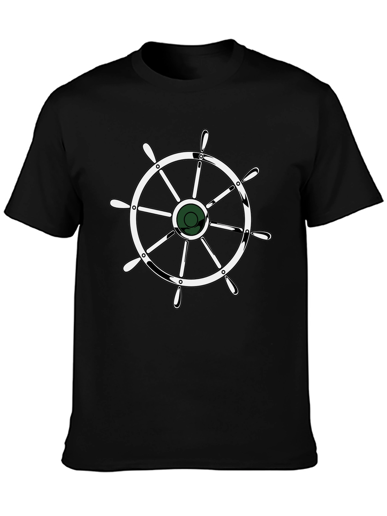 Nautical Wheel Graphic Black T-Shirt