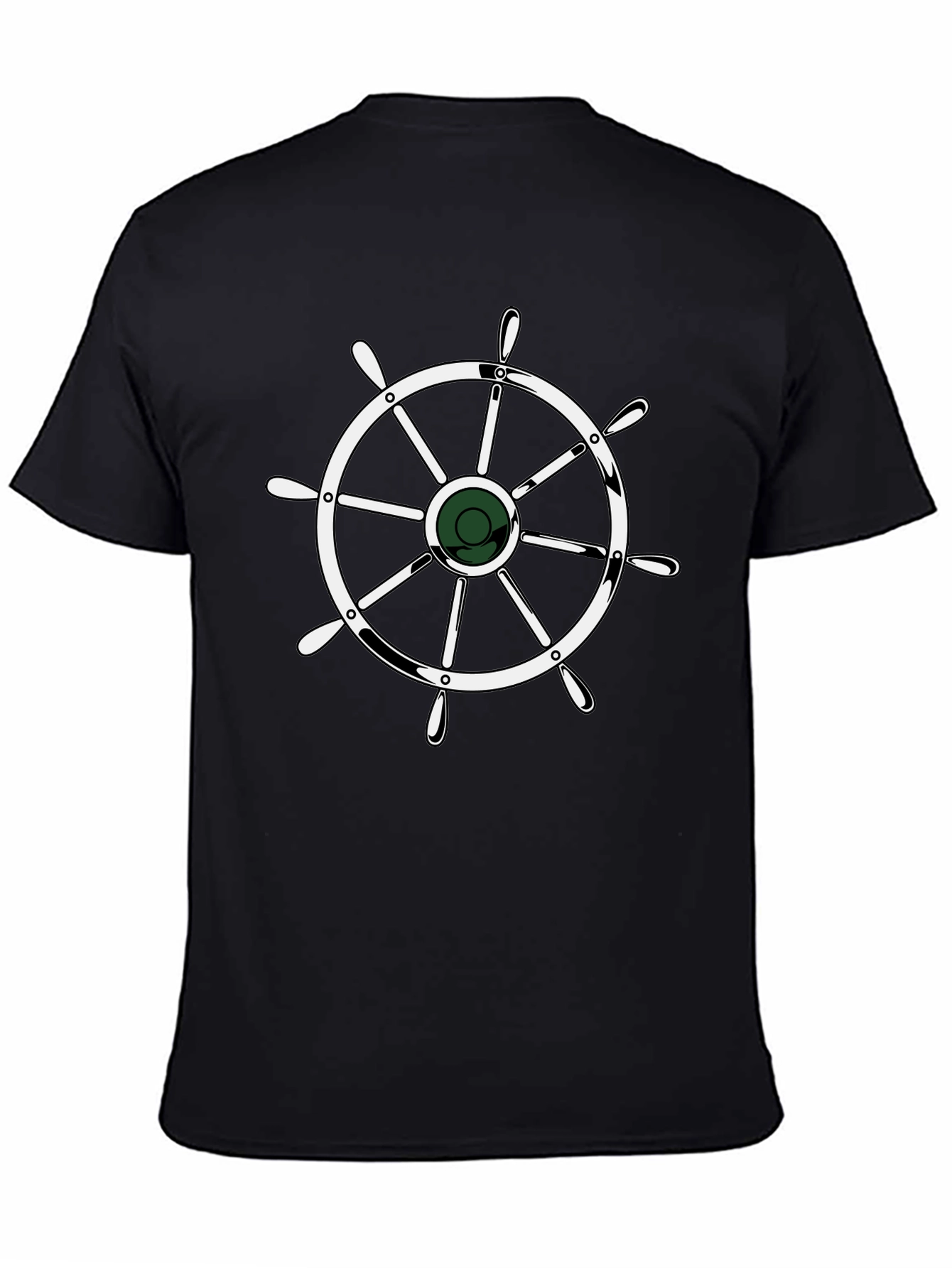 Nautical Wheel Graphic Black T-Shirt