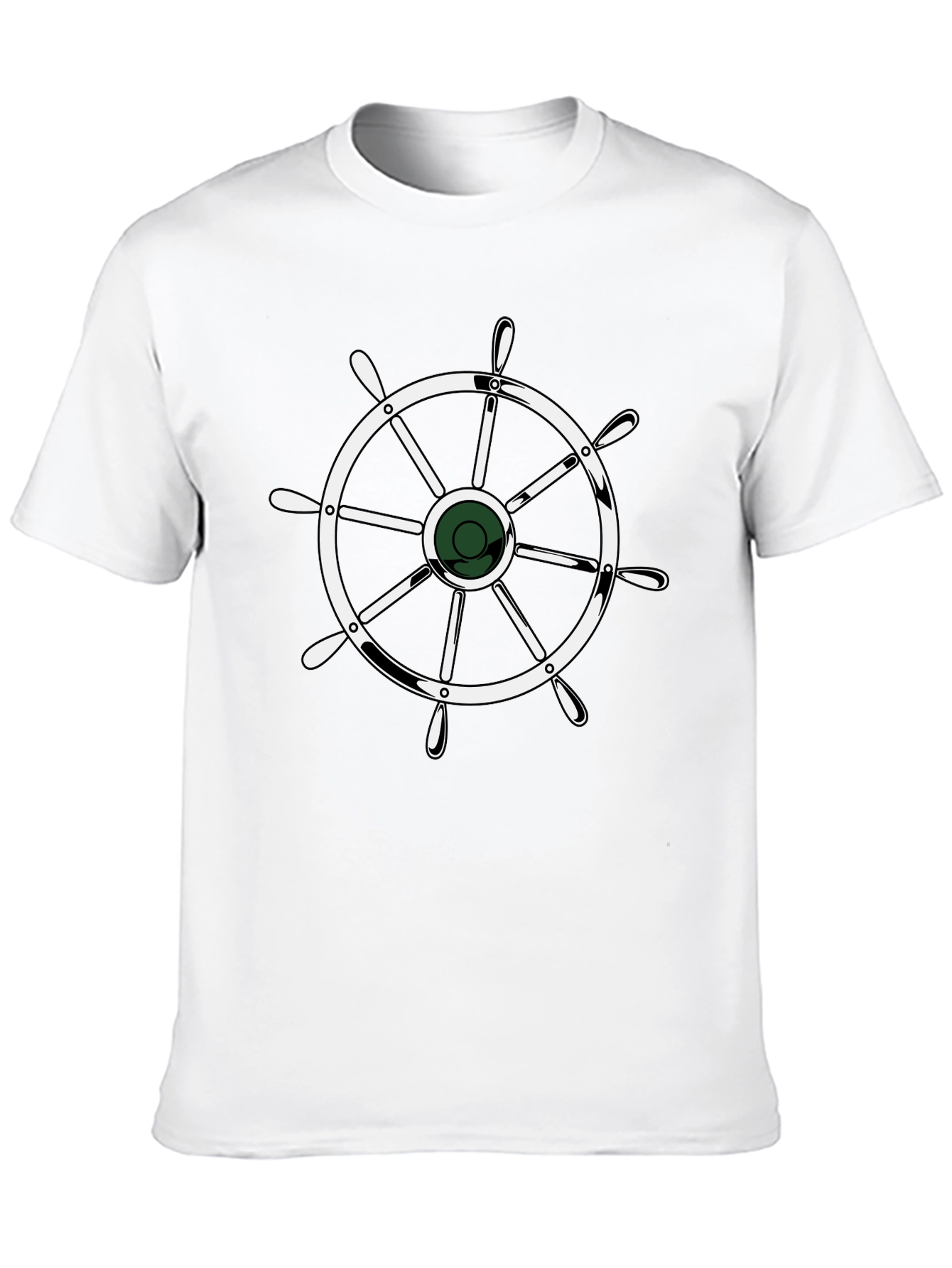 Nautical Wheel Graphic Black T-Shirt