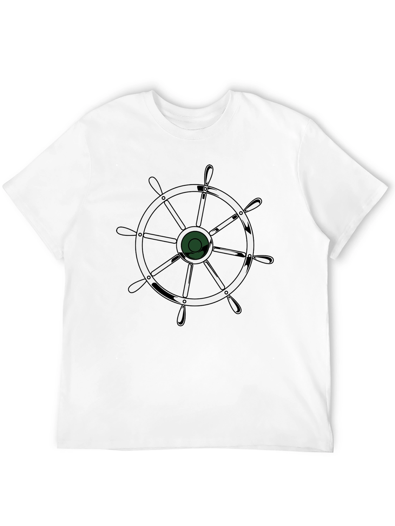 Nautical Wheel Graphic Black T-Shirt