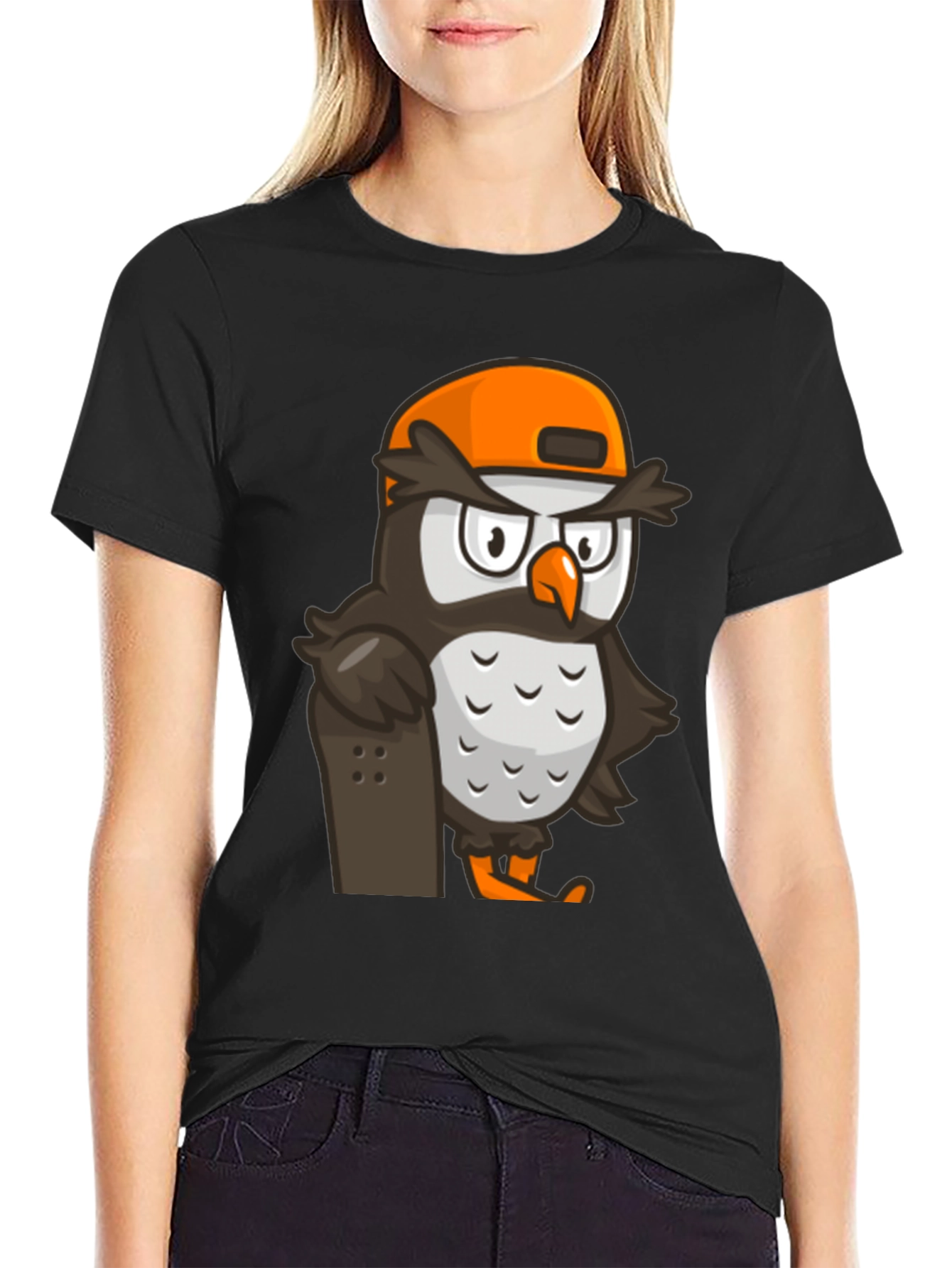 Cool Owl Skater Graphic Tee - Black