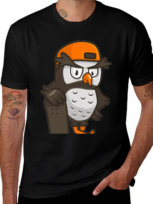 Cool Owl Skater Graphic Tee - Black