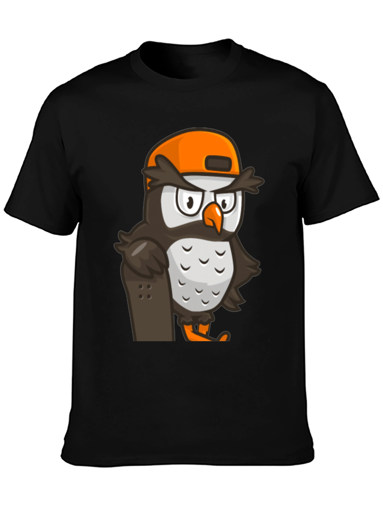 Cool Owl Skater Graphic Tee - Black
