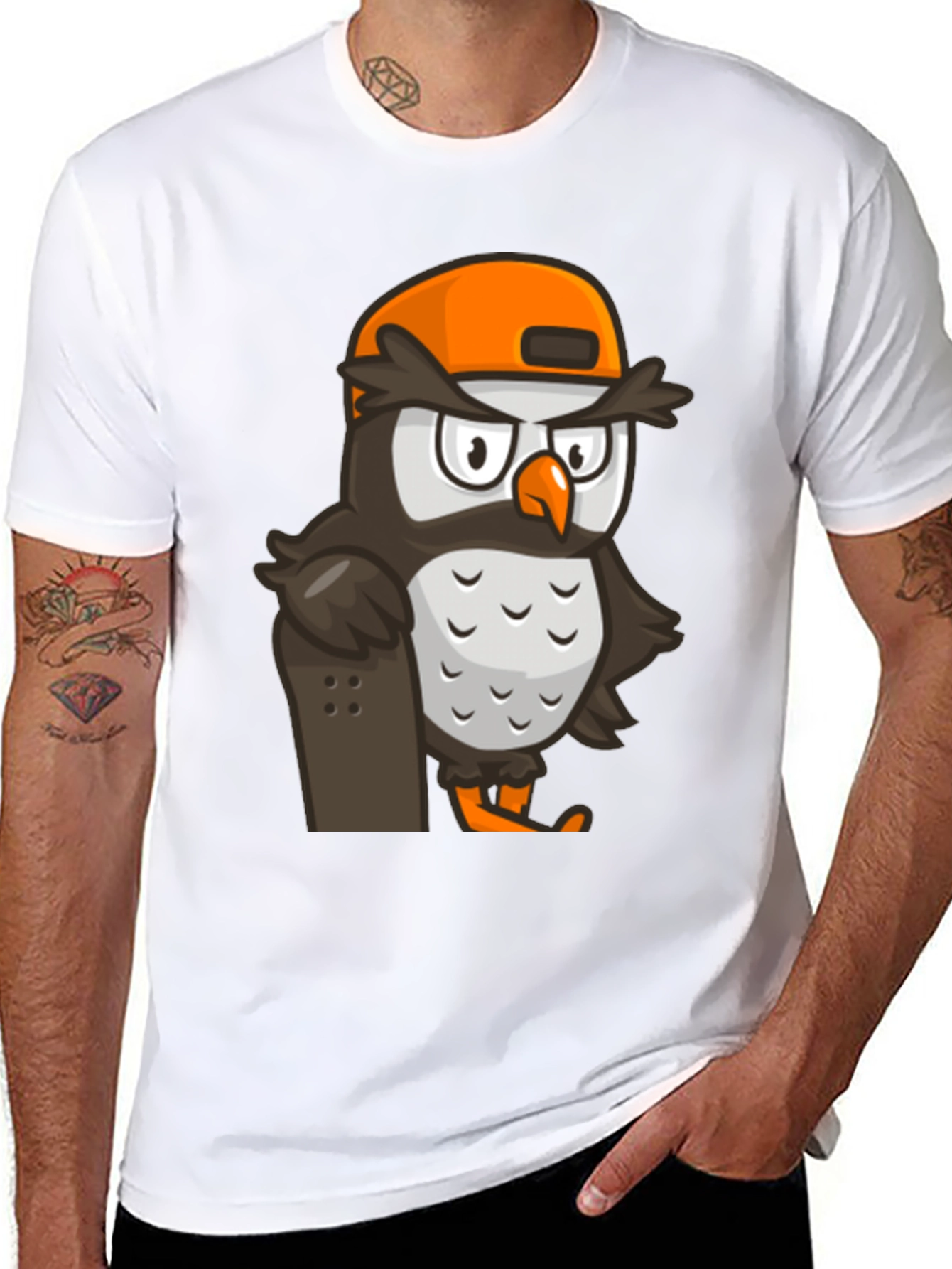 Cool Owl Skater Graphic Tee - Black