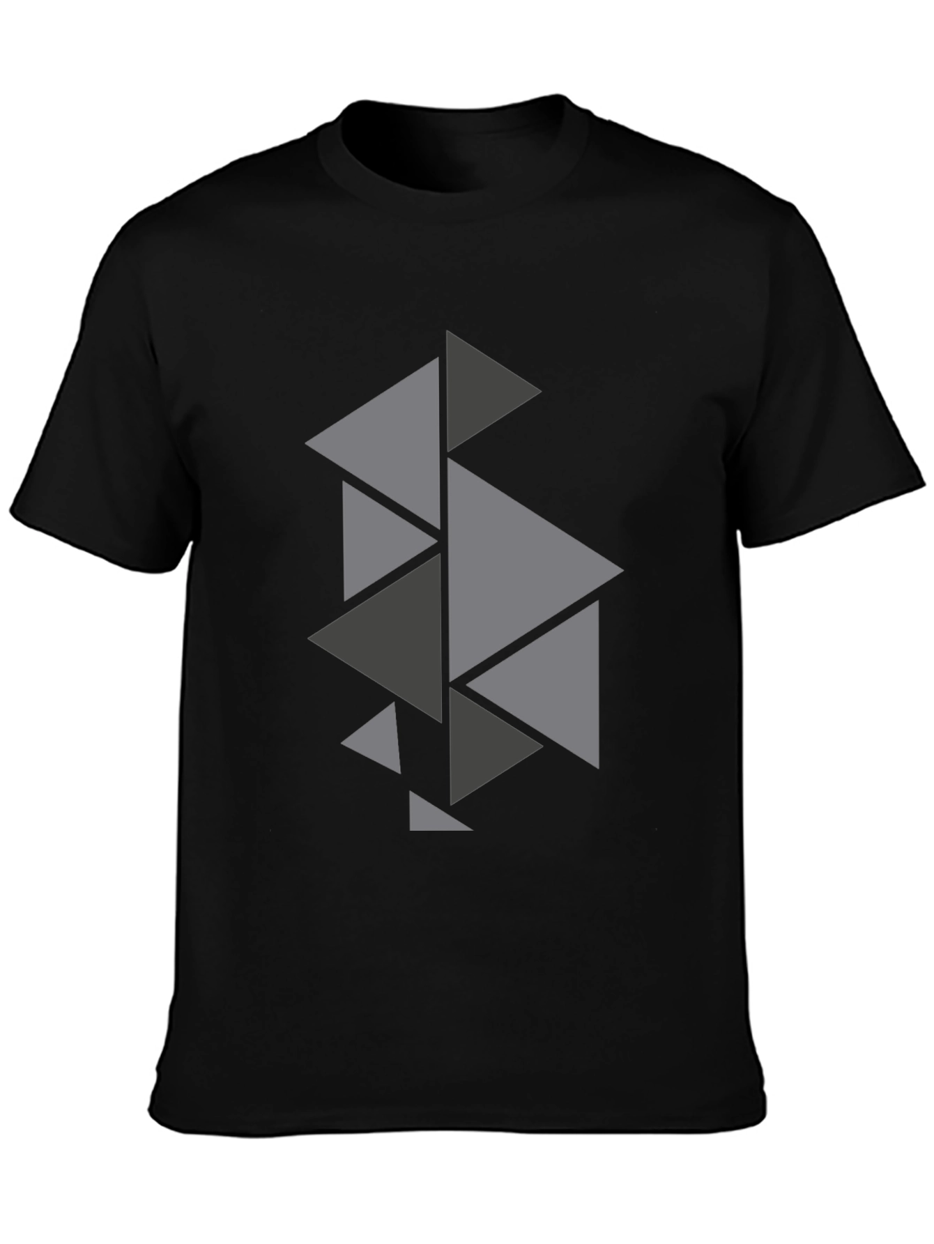 Geometric Triangle Pattern Black T-Shirt