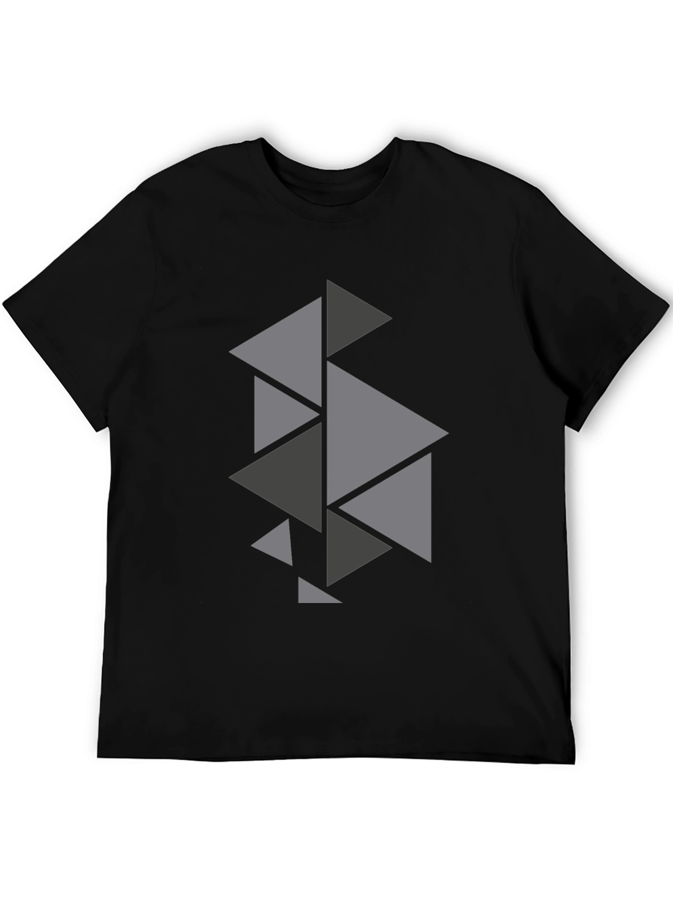 Geometric Triangle Pattern Black T-Shirt