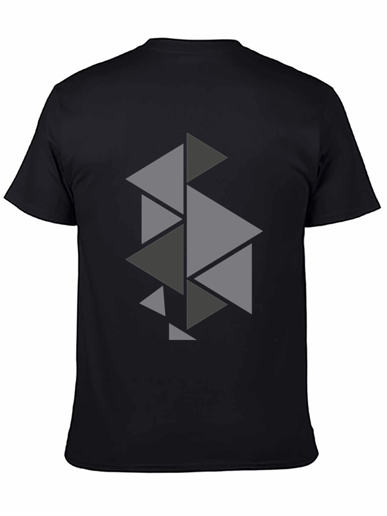Geometric Triangle Pattern Black T-Shirt
