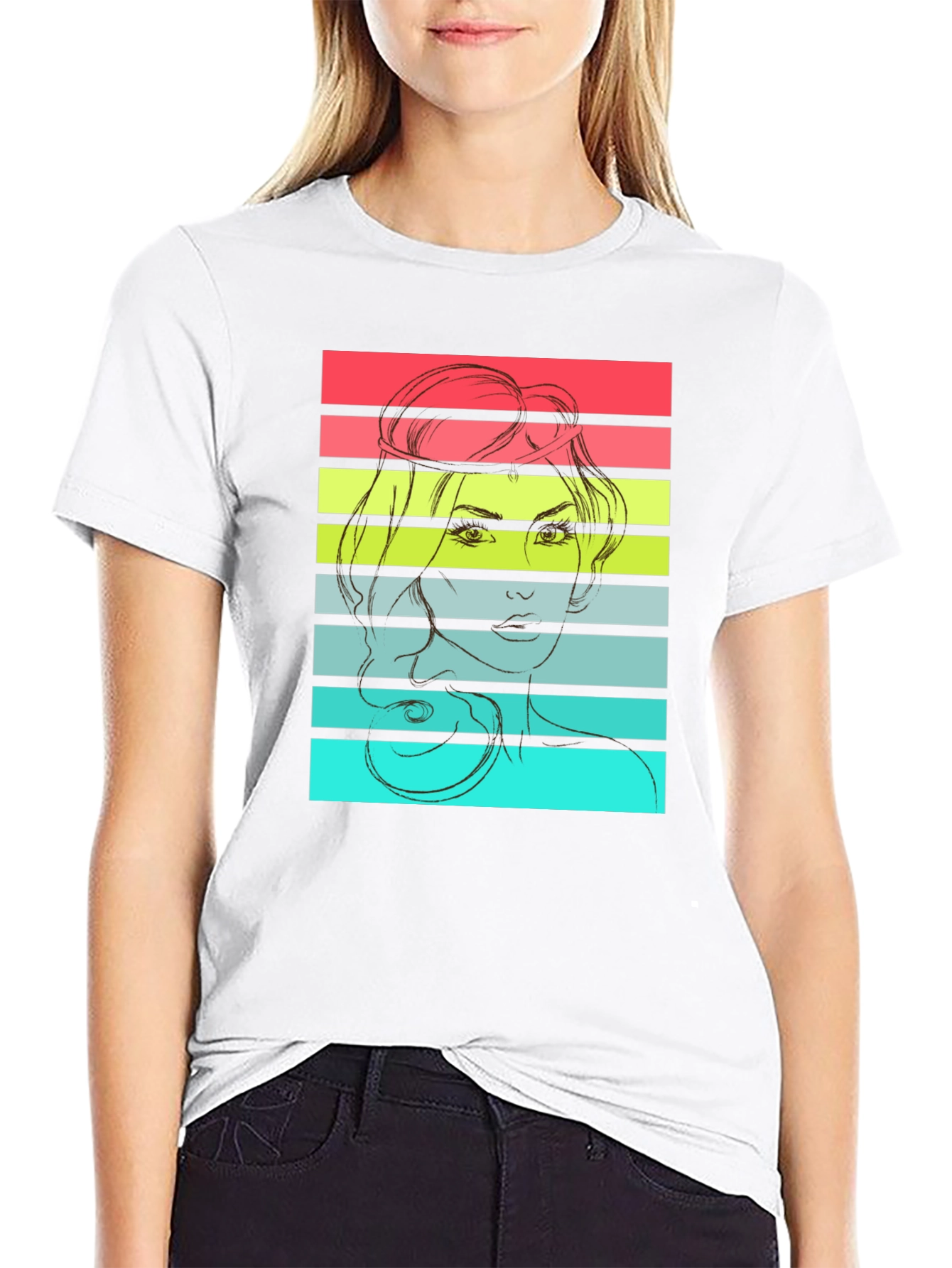 Retro Woman Graphic T-Shirt - Black