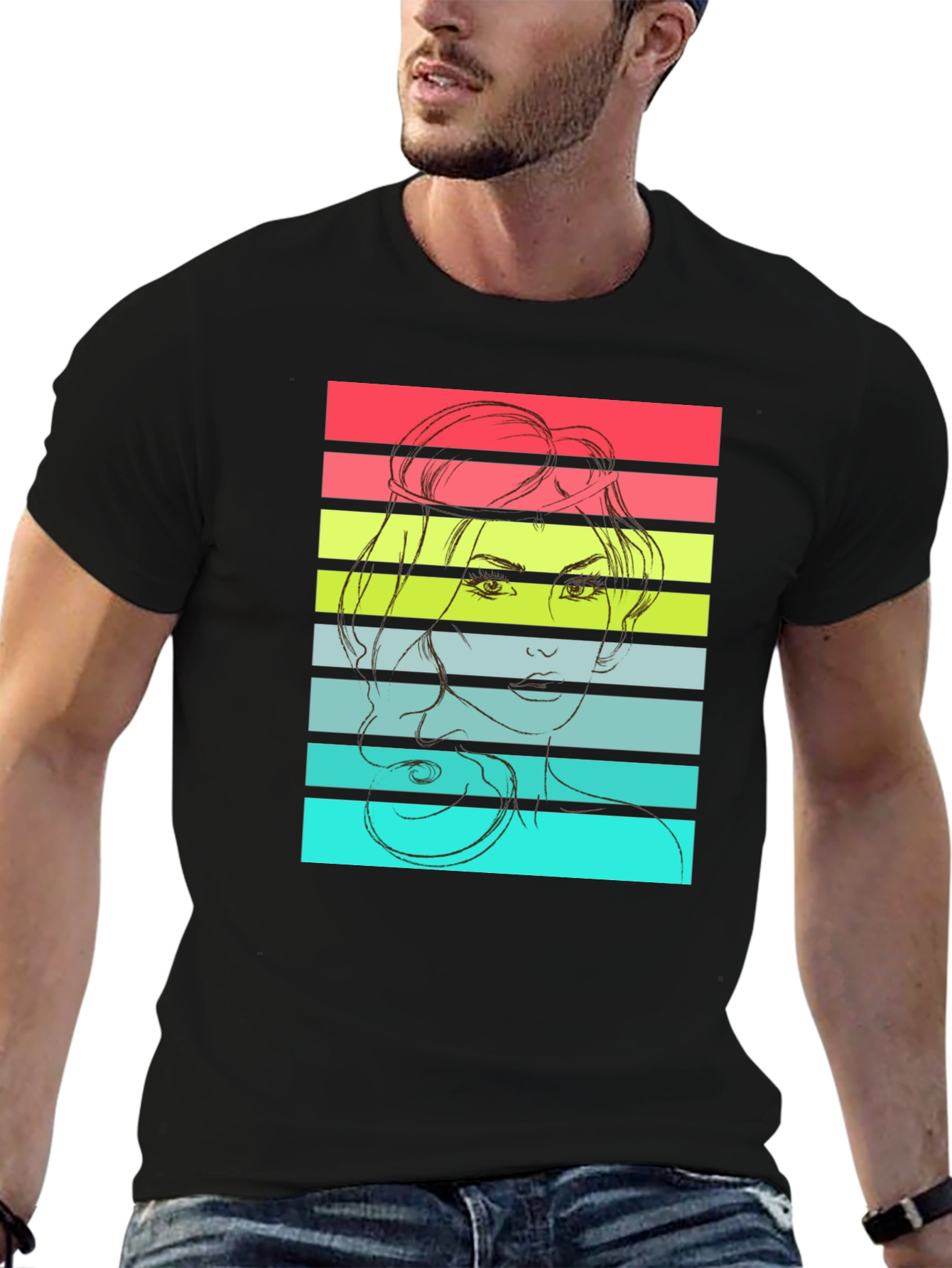 Retro Woman Graphic T-Shirt - Black