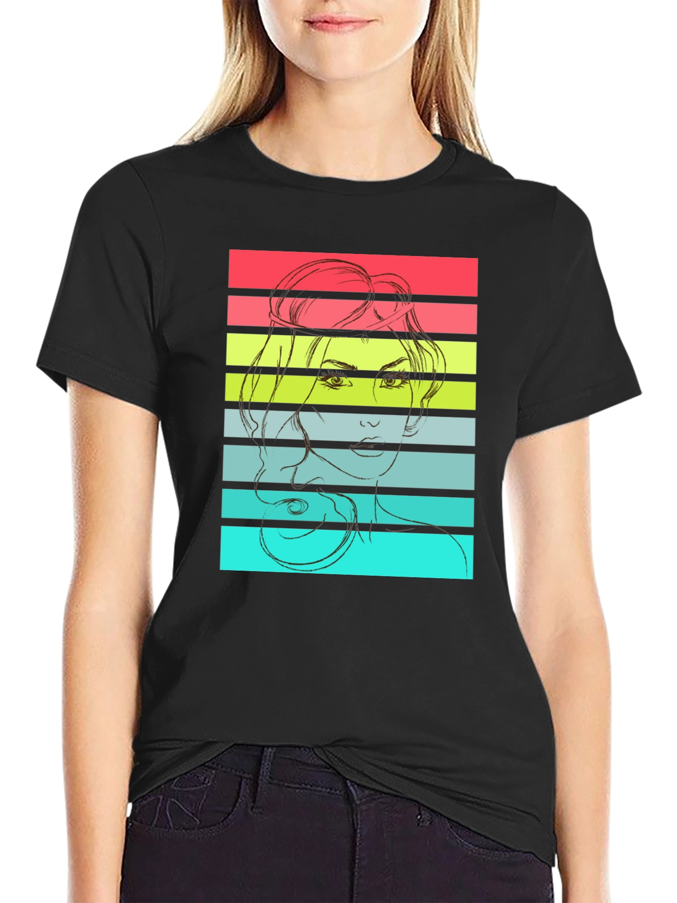 Retro Woman Graphic T-Shirt - Black