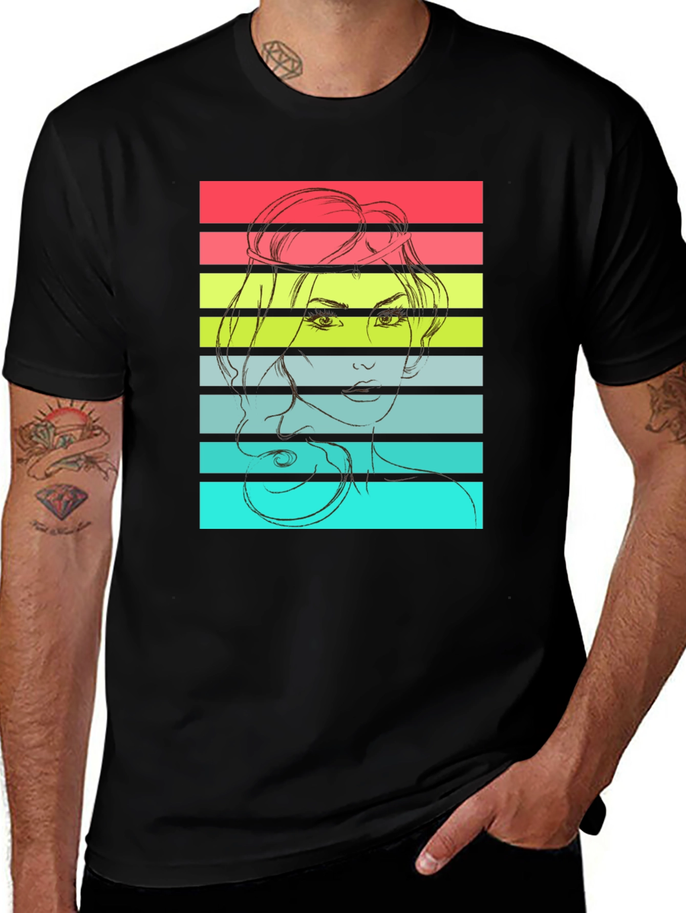 Retro Woman Graphic T-Shirt - Black