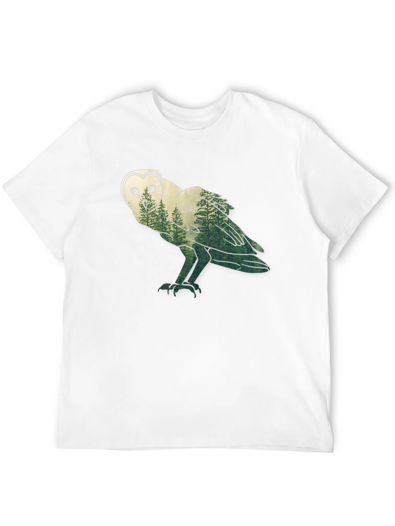 Owl Forest Graphic Print Black T-Shirt