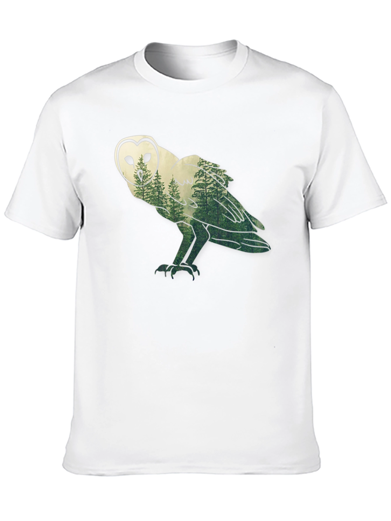 Owl Forest Graphic Print Black T-Shirt
