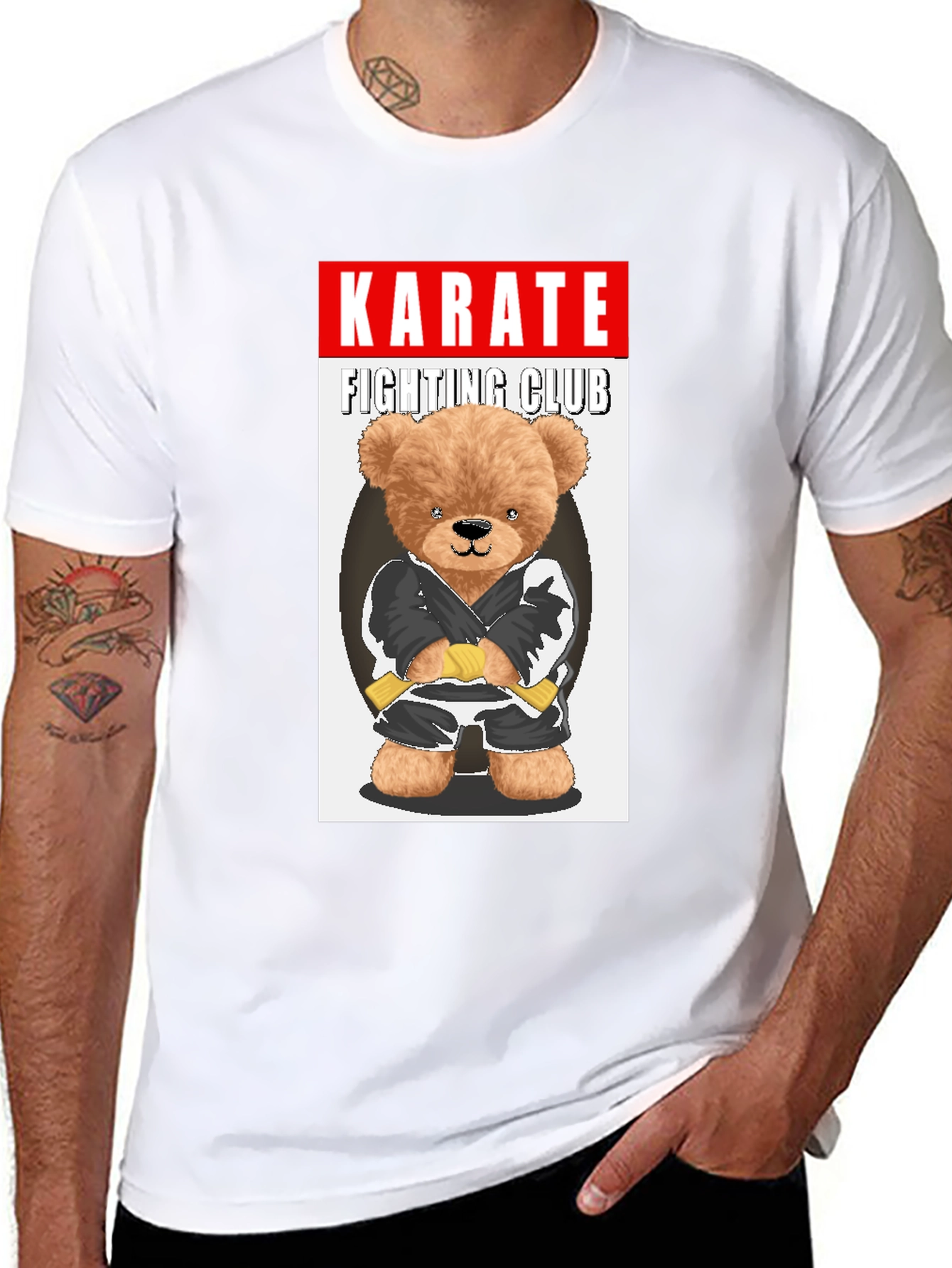 Karate Bear Fighting Club Black T-Shirt