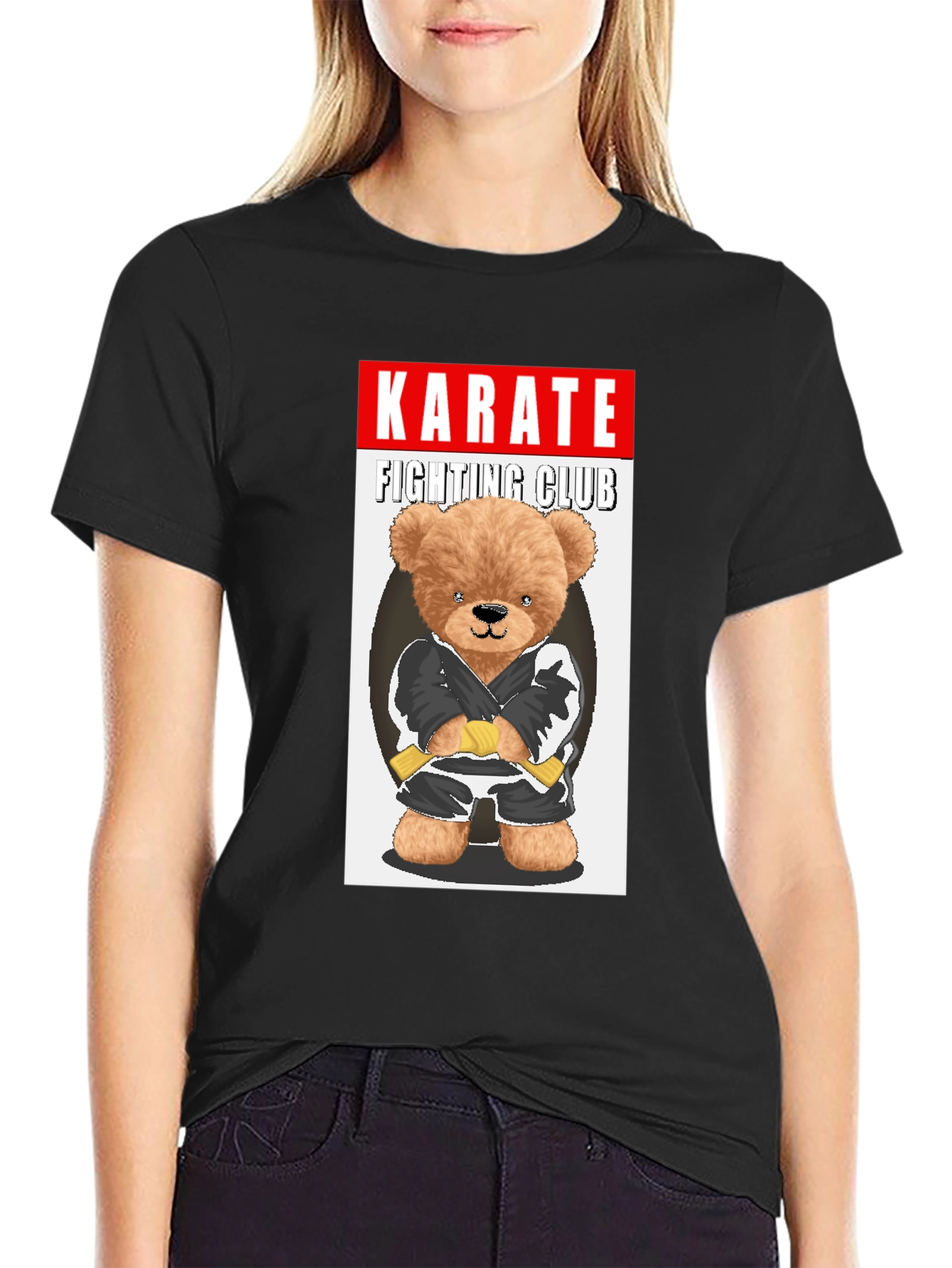Karate Bear Fighting Club Black T-Shirt