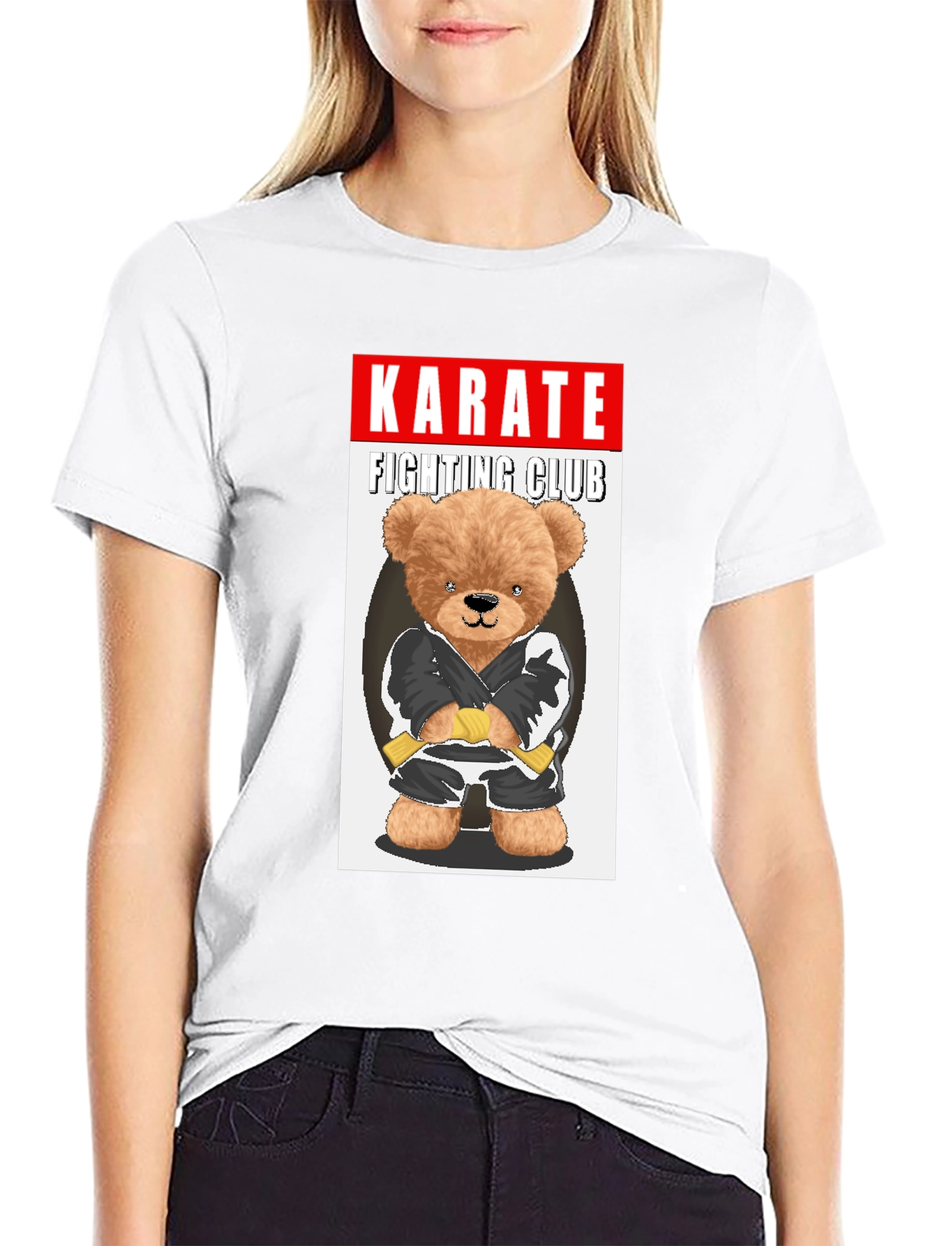 Karate Bear Fighting Club Black T-Shirt