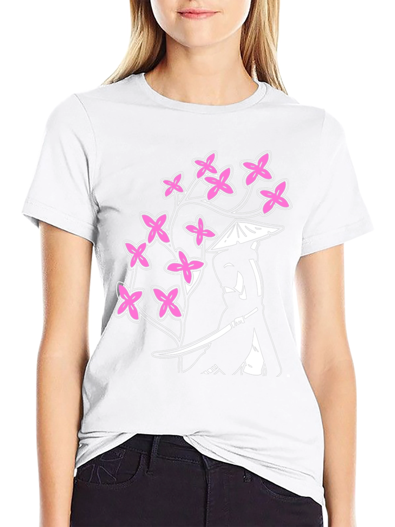 Samurai Cherry Blossom Graphic Tee - Black