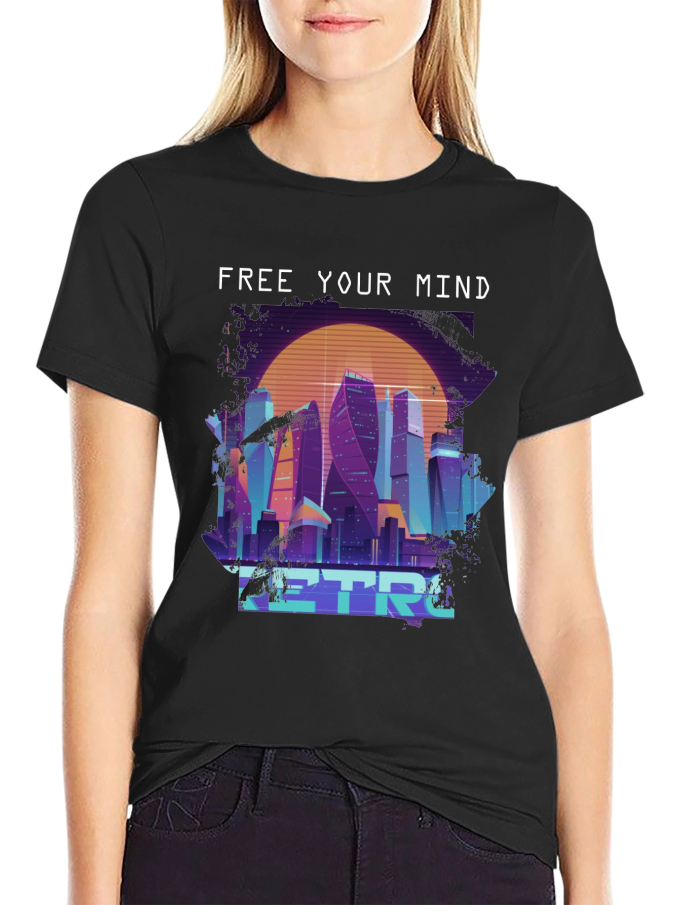 Retro Cityscape T-Shirt - Free Your Mind