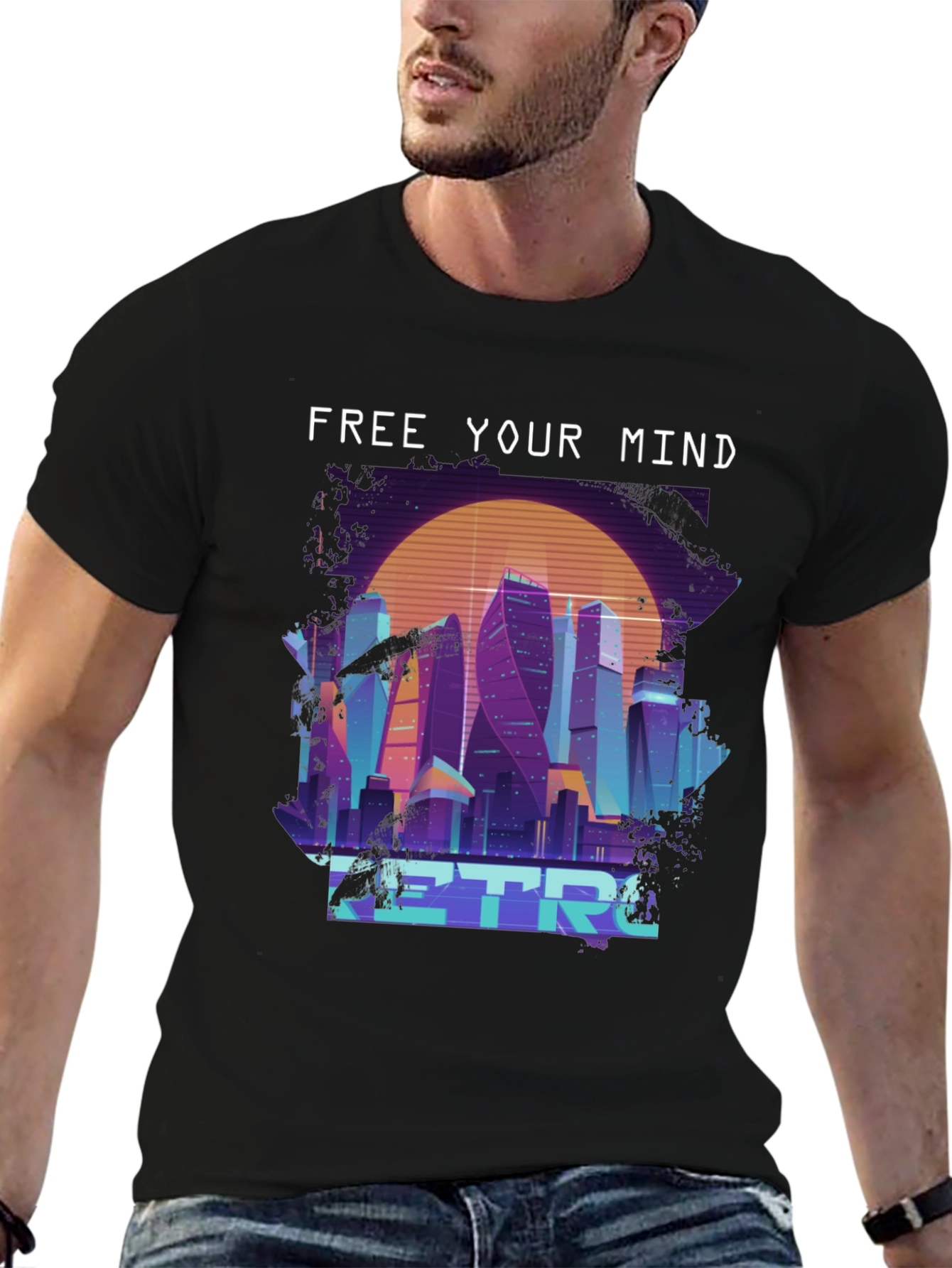 Retro Cityscape T-Shirt - Free Your Mind