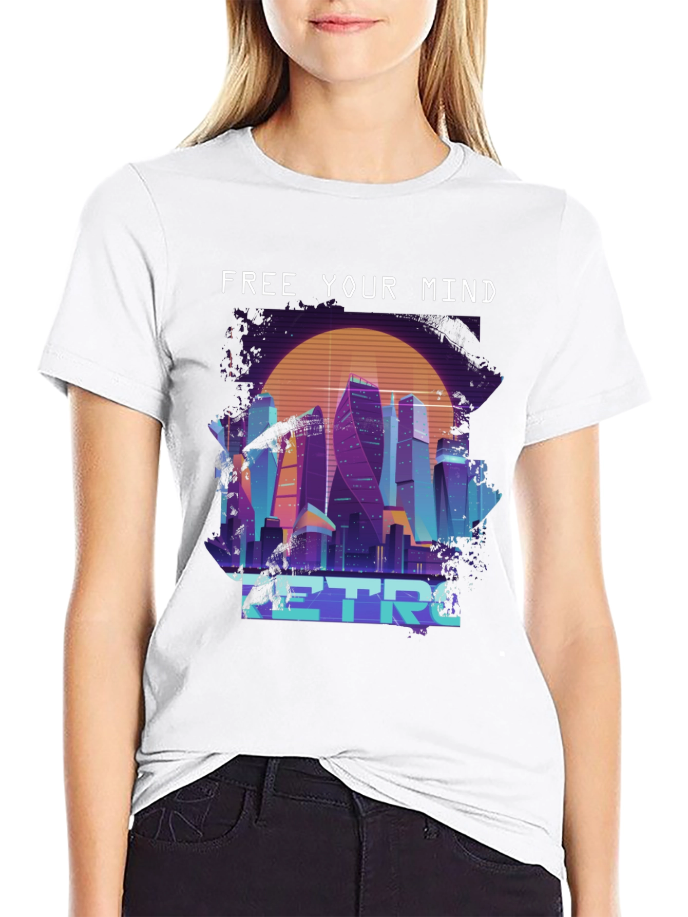 Retro Cityscape T-Shirt - Free Your Mind