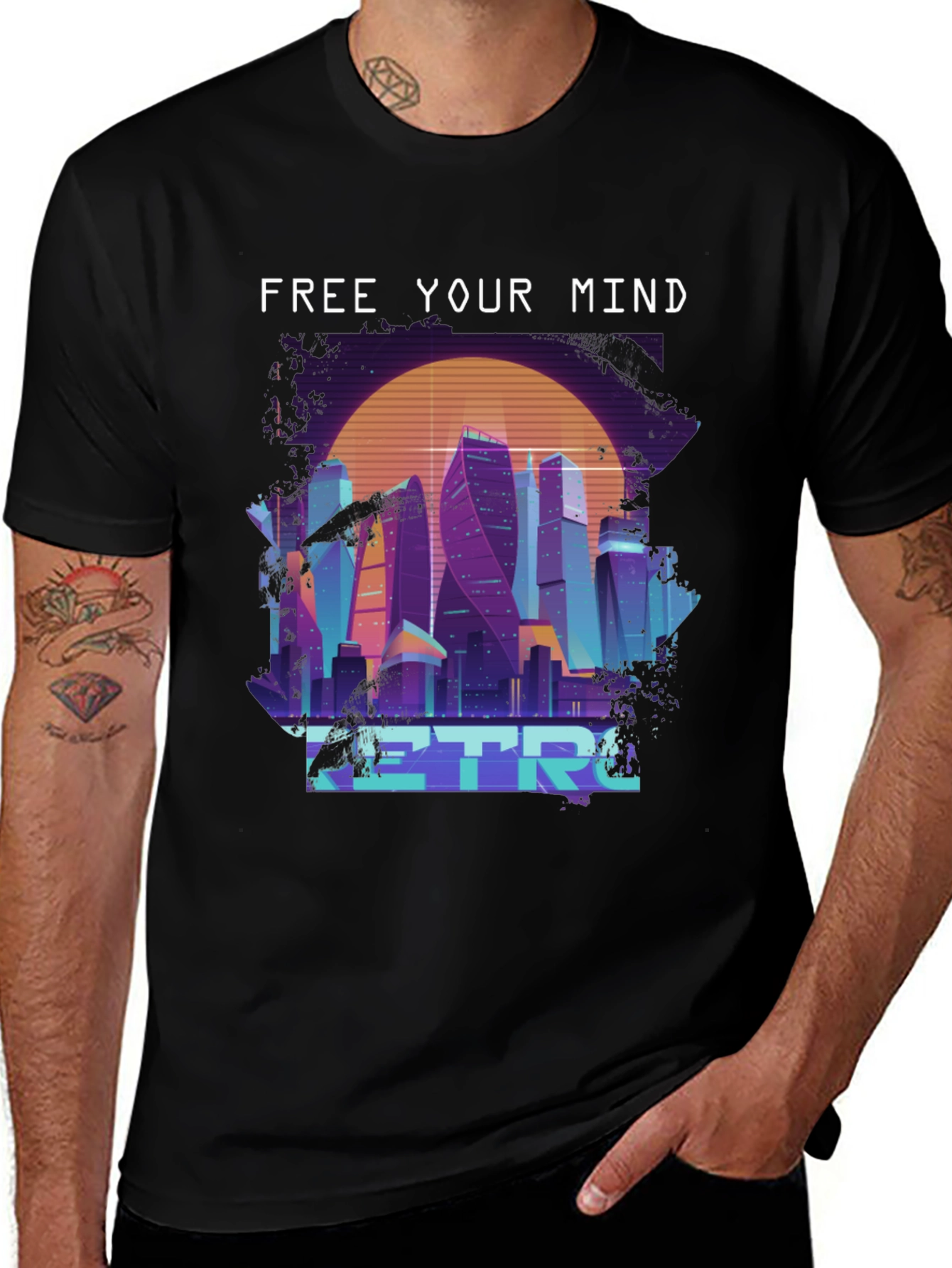 Retro Cityscape T-Shirt - Free Your Mind