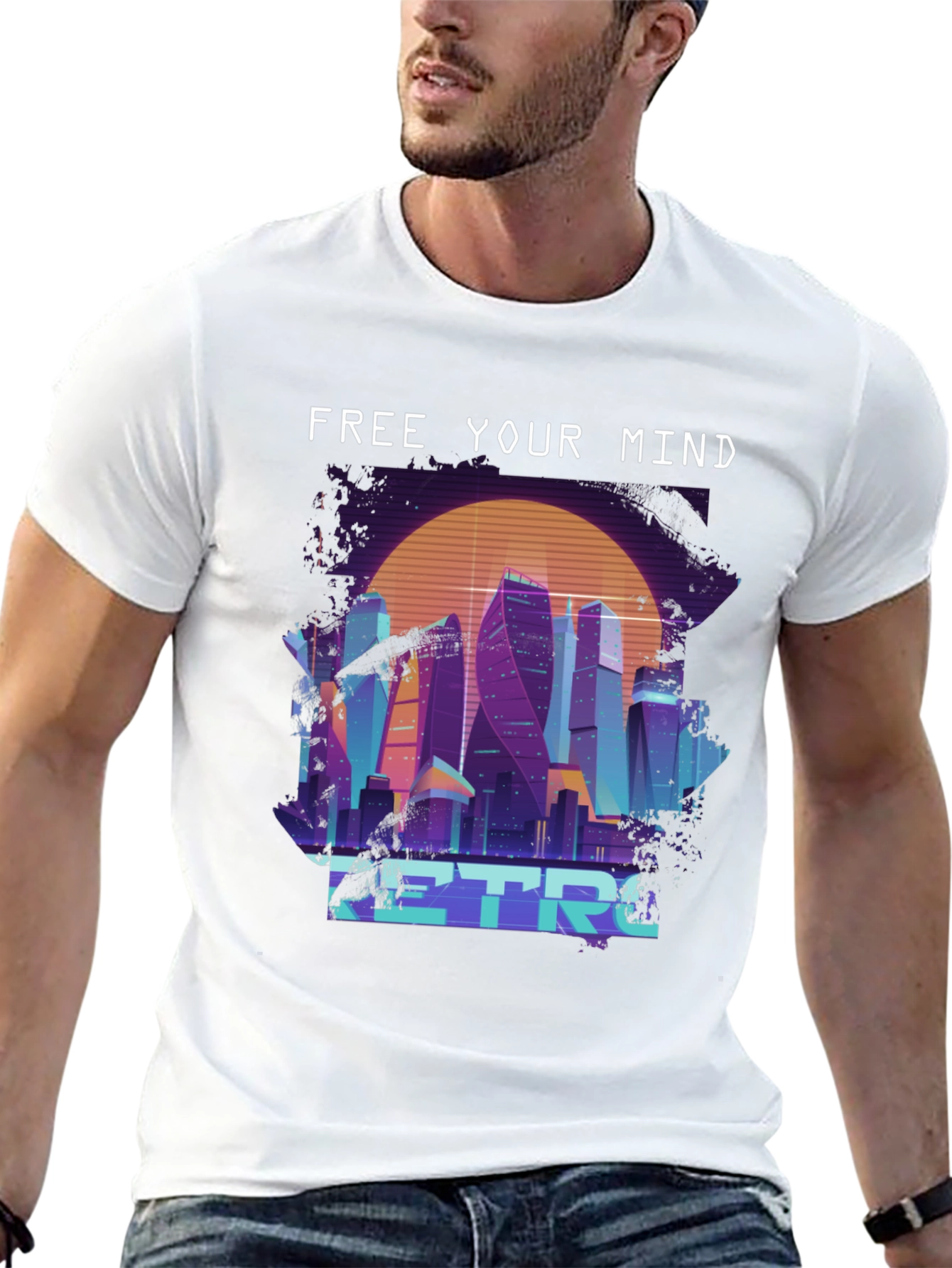Retro Cityscape T-Shirt - Free Your Mind