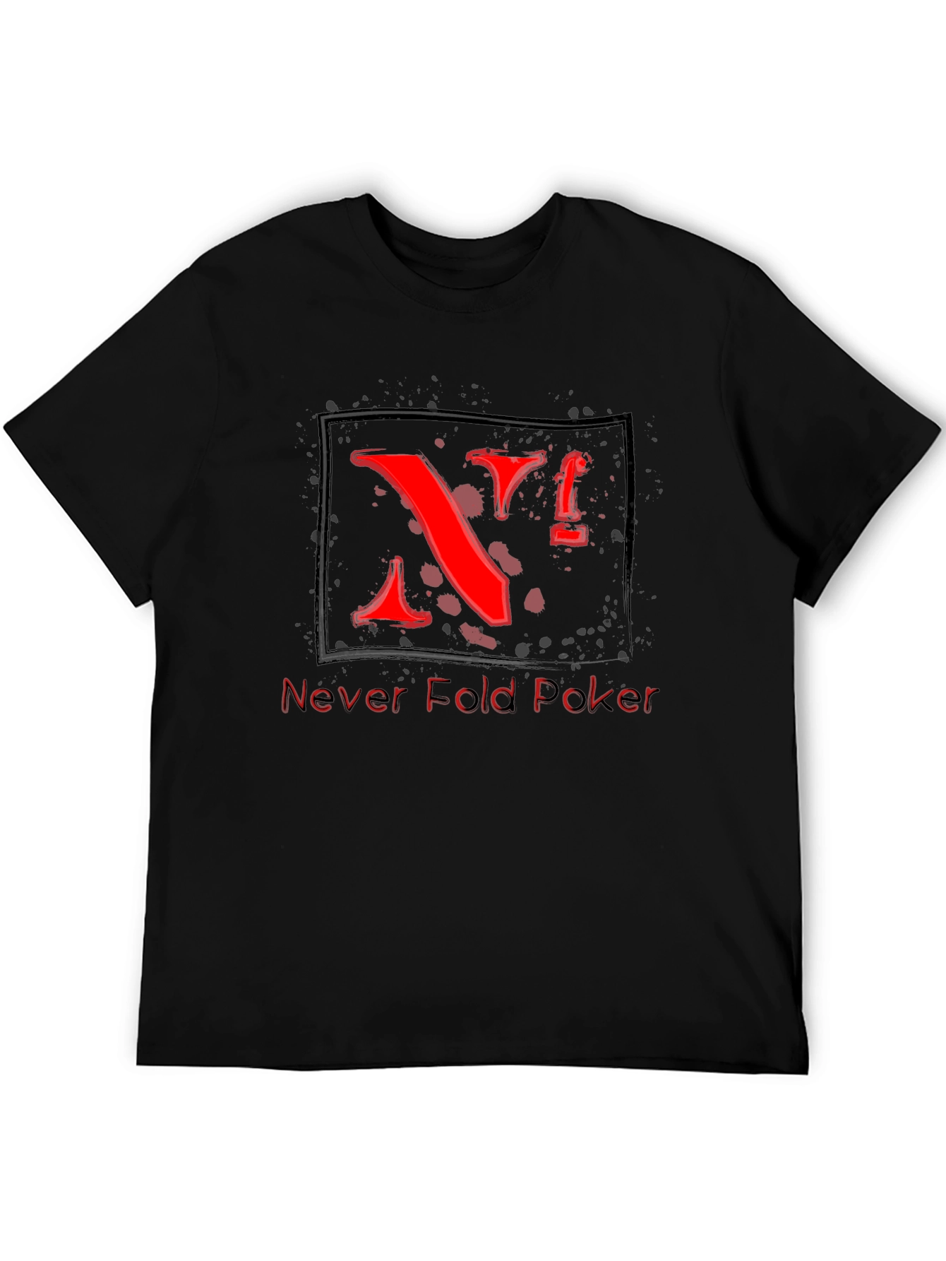 Never Fold Poker T-Shirt - Cool Red Graphic Tee