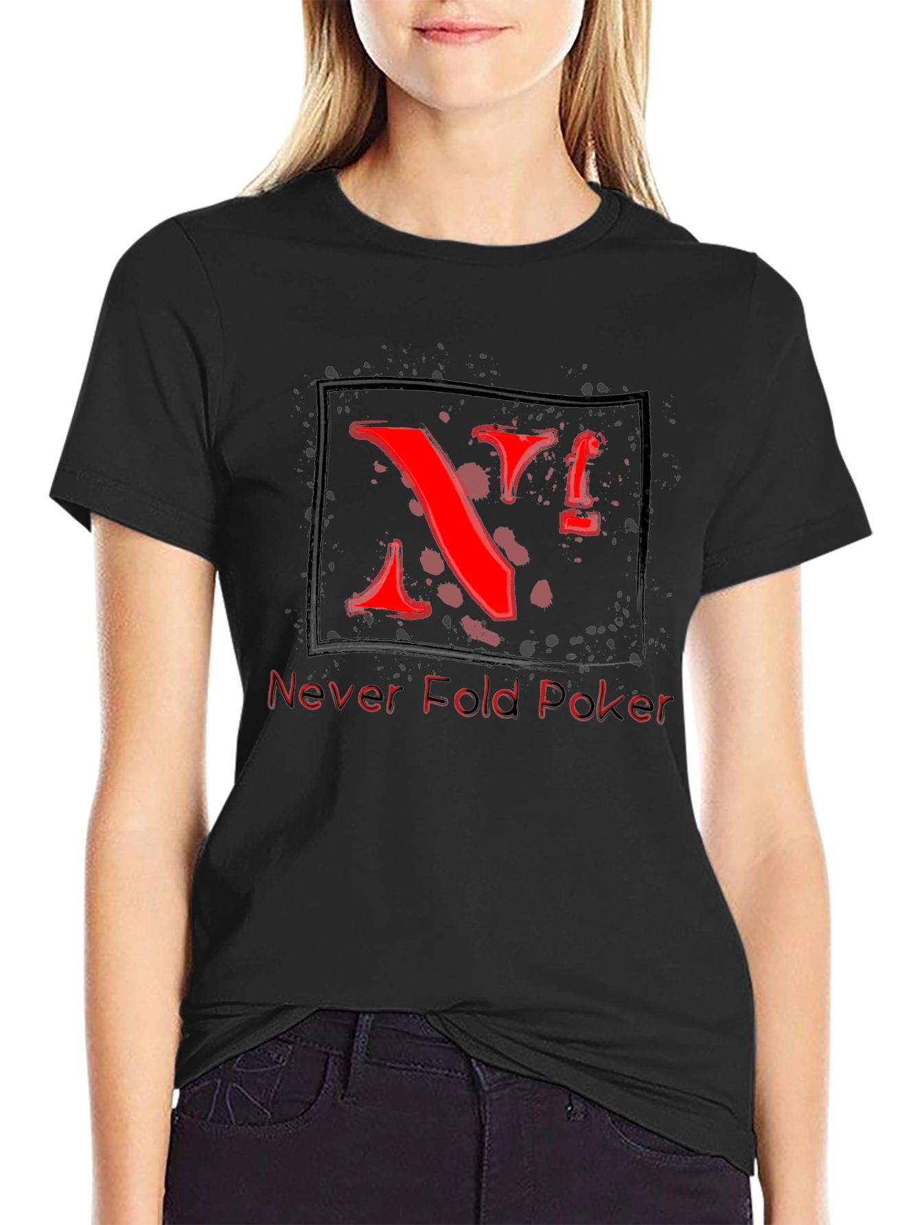 Never Fold Poker T-Shirt - Cool Red Graphic Tee