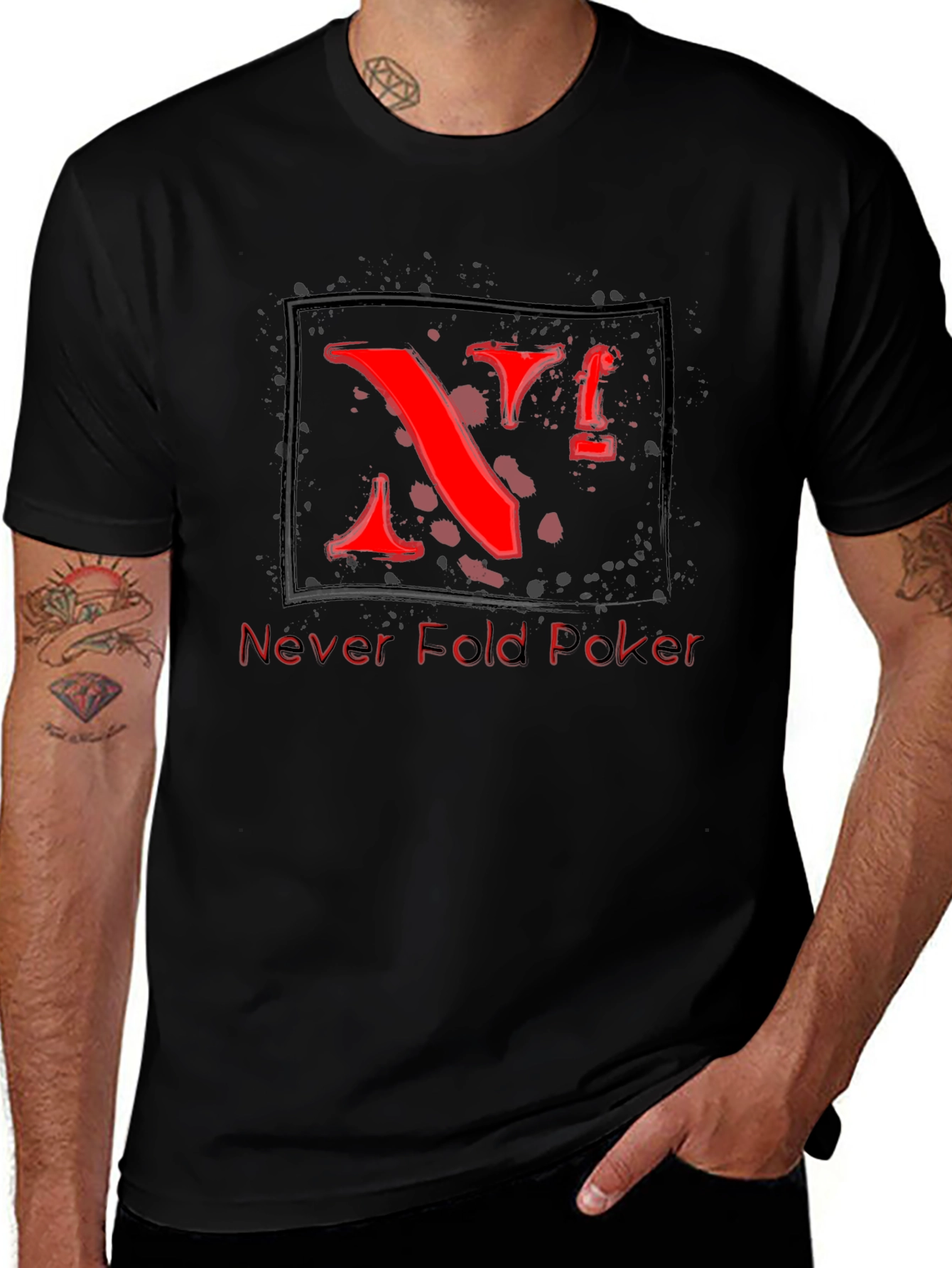 Never Fold Poker T-Shirt - Cool Red Graphic Tee