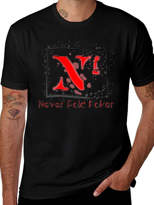 Never Fold Poker T-Shirt - Cool Red Graphic Tee