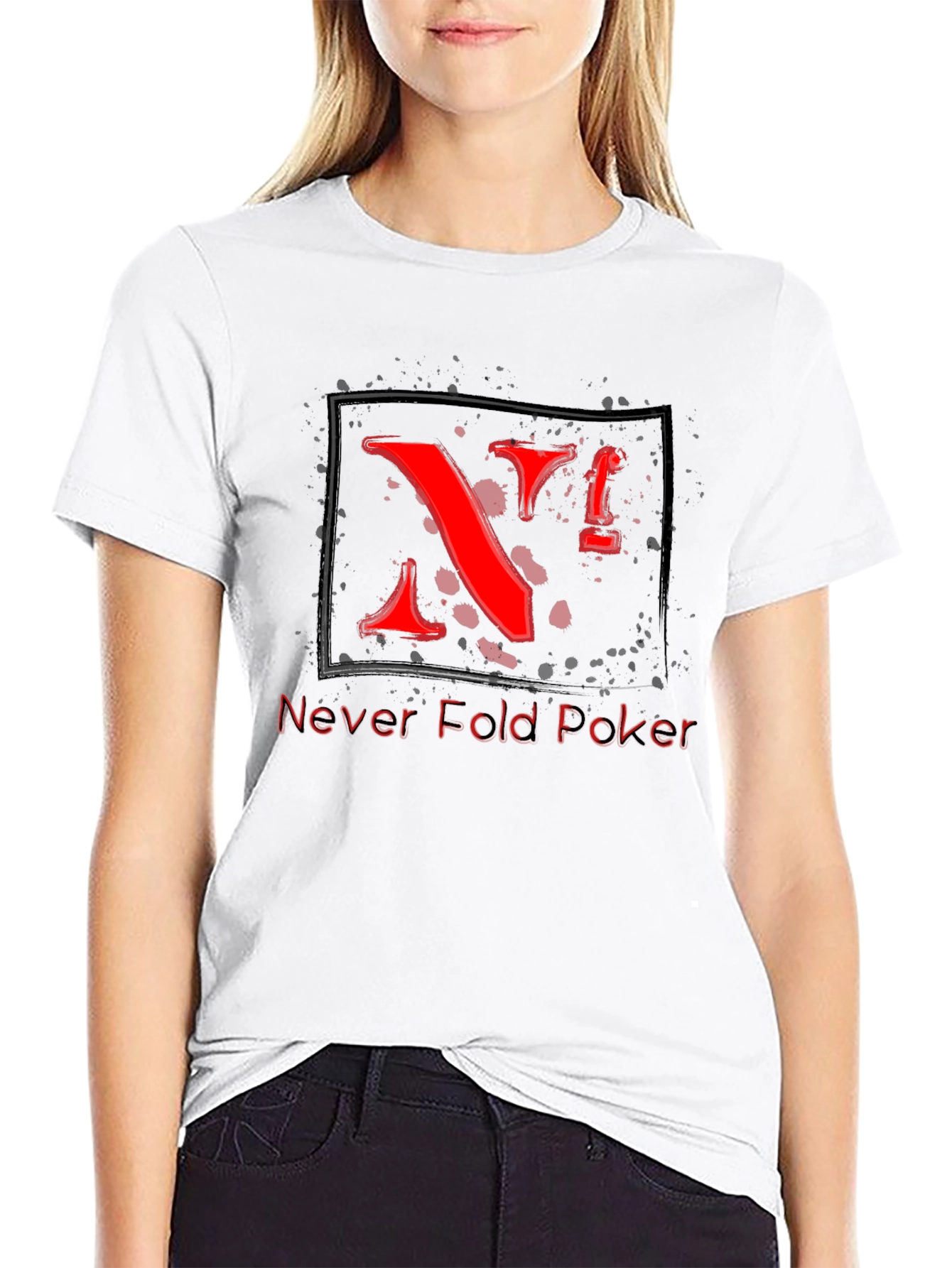 Never Fold Poker T-Shirt - Cool Red Graphic Tee