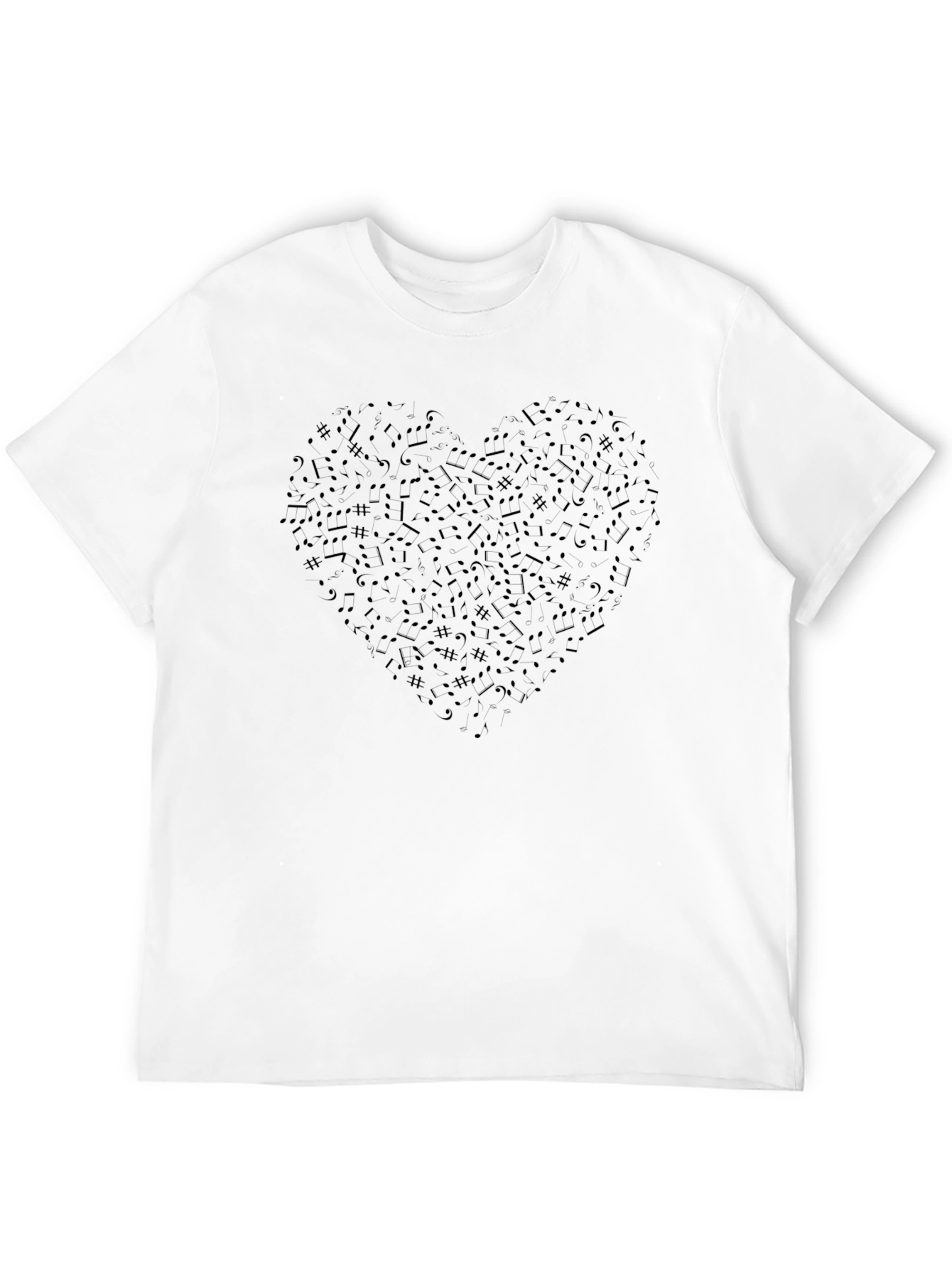 Heart Music Note Graphic Tee - Black