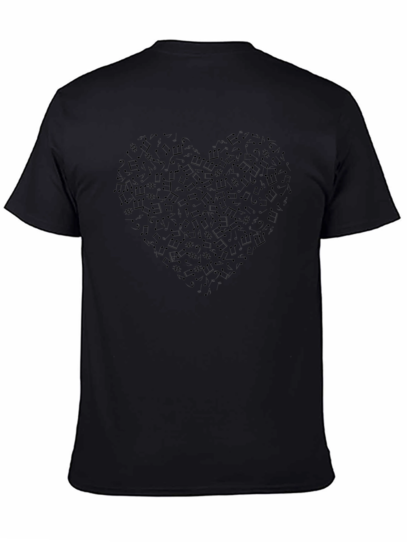 Heart Music Note Graphic Tee - Black