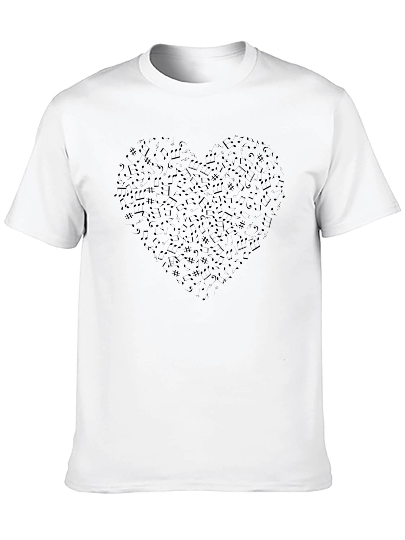 Heart Music Note Graphic Tee - Black