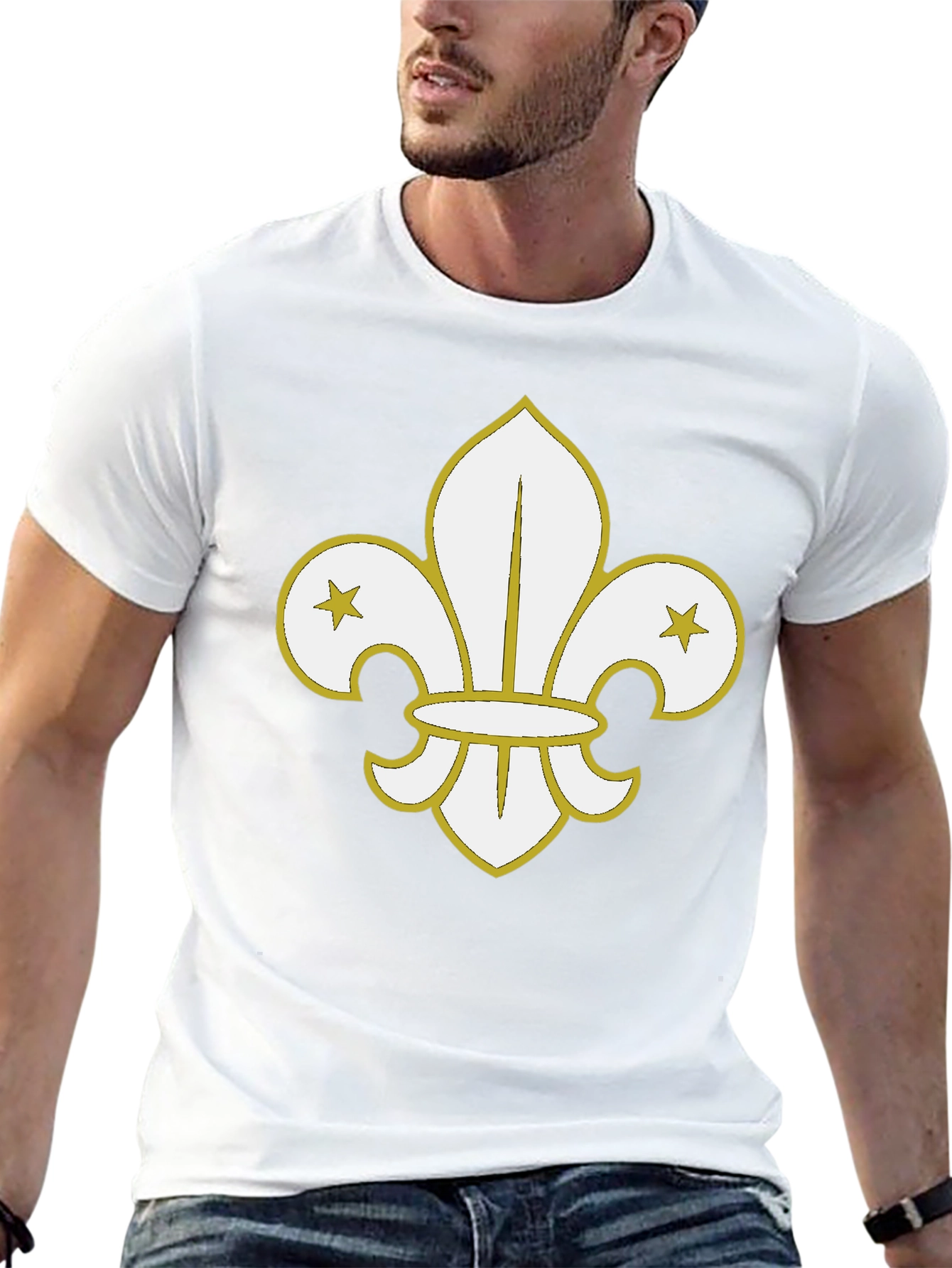 Black T-Shirt with Fleur-de-Lis Graphic