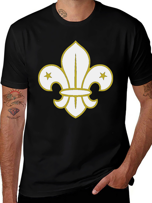 Black T-Shirt with Fleur-de-Lis Graphic