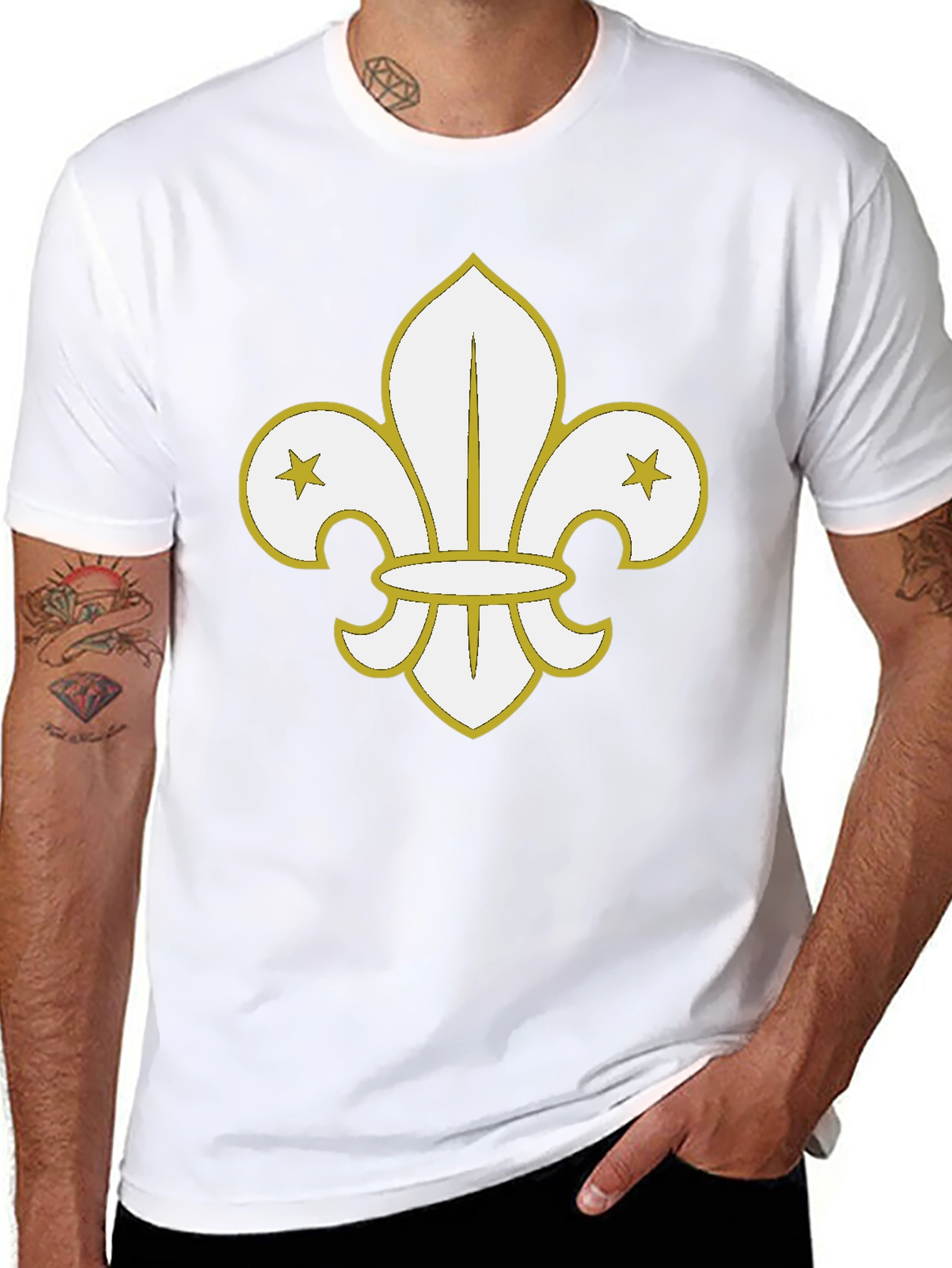 Black T-Shirt with Fleur-de-Lis Graphic