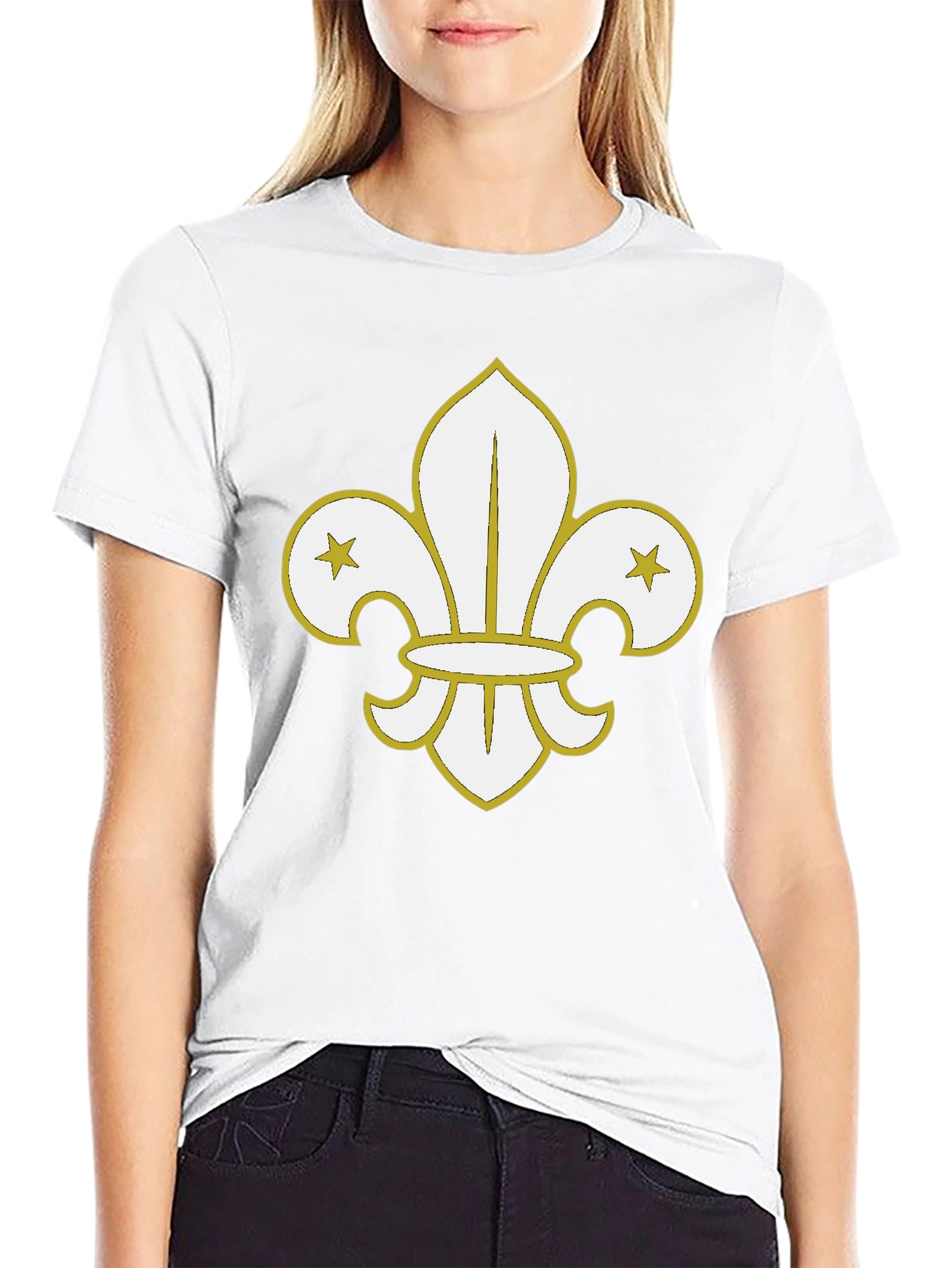 Black T-Shirt with Fleur-de-Lis Graphic