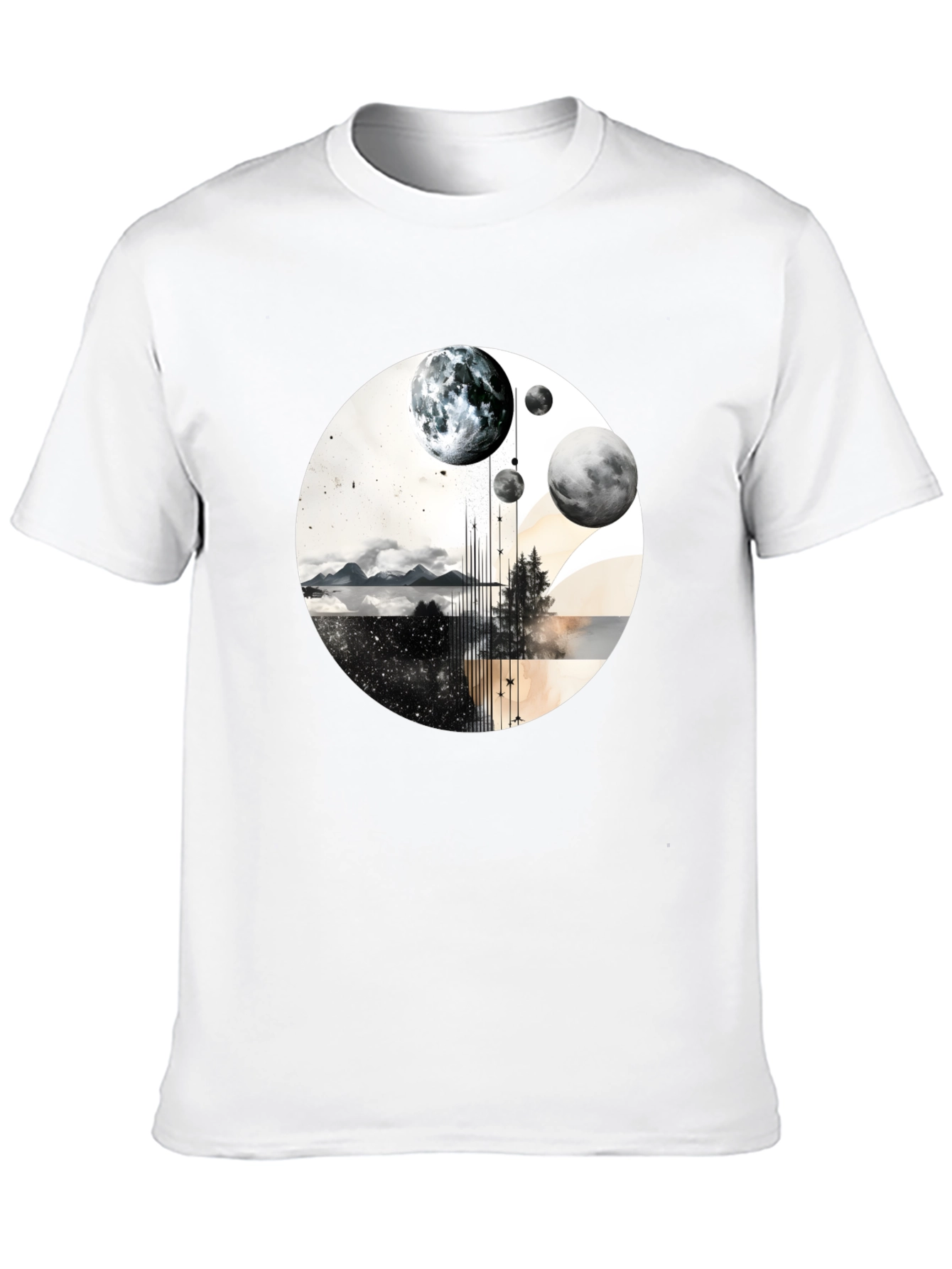 Abstract Planets Graphic Tee - Stylish Black T-Shirt