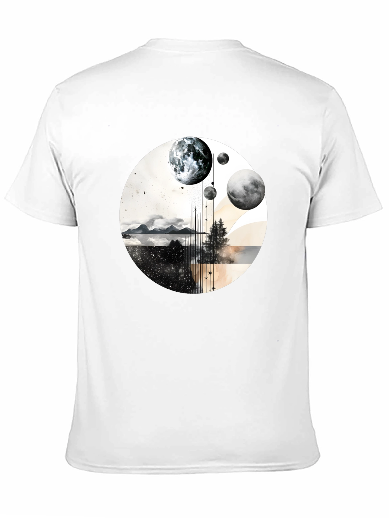Abstract Planets Graphic Tee - Stylish Black T-Shirt