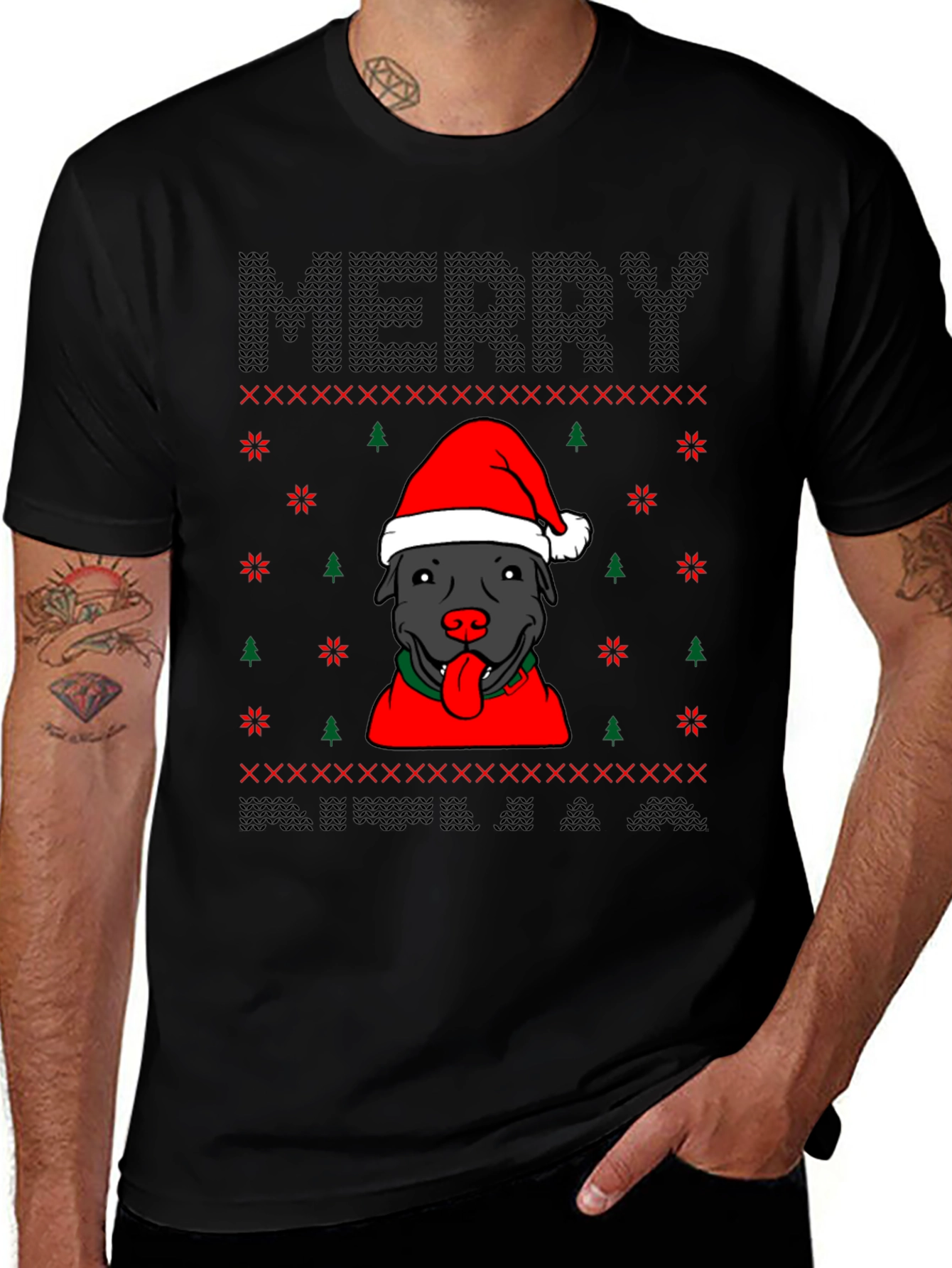 Merry Pitbull Christmas T-Shirt