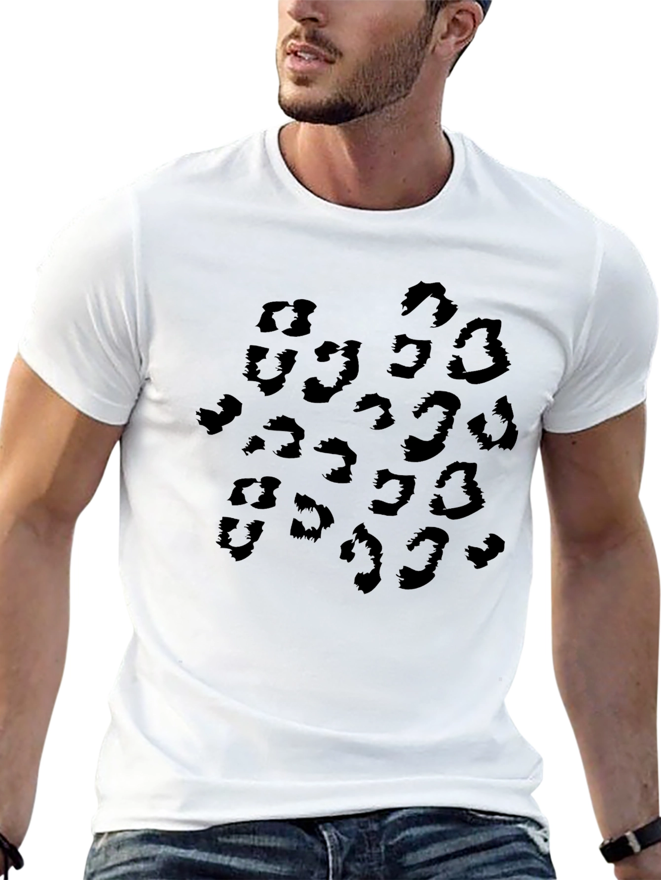 Black Leopard Print Crew Neck T-Shirt