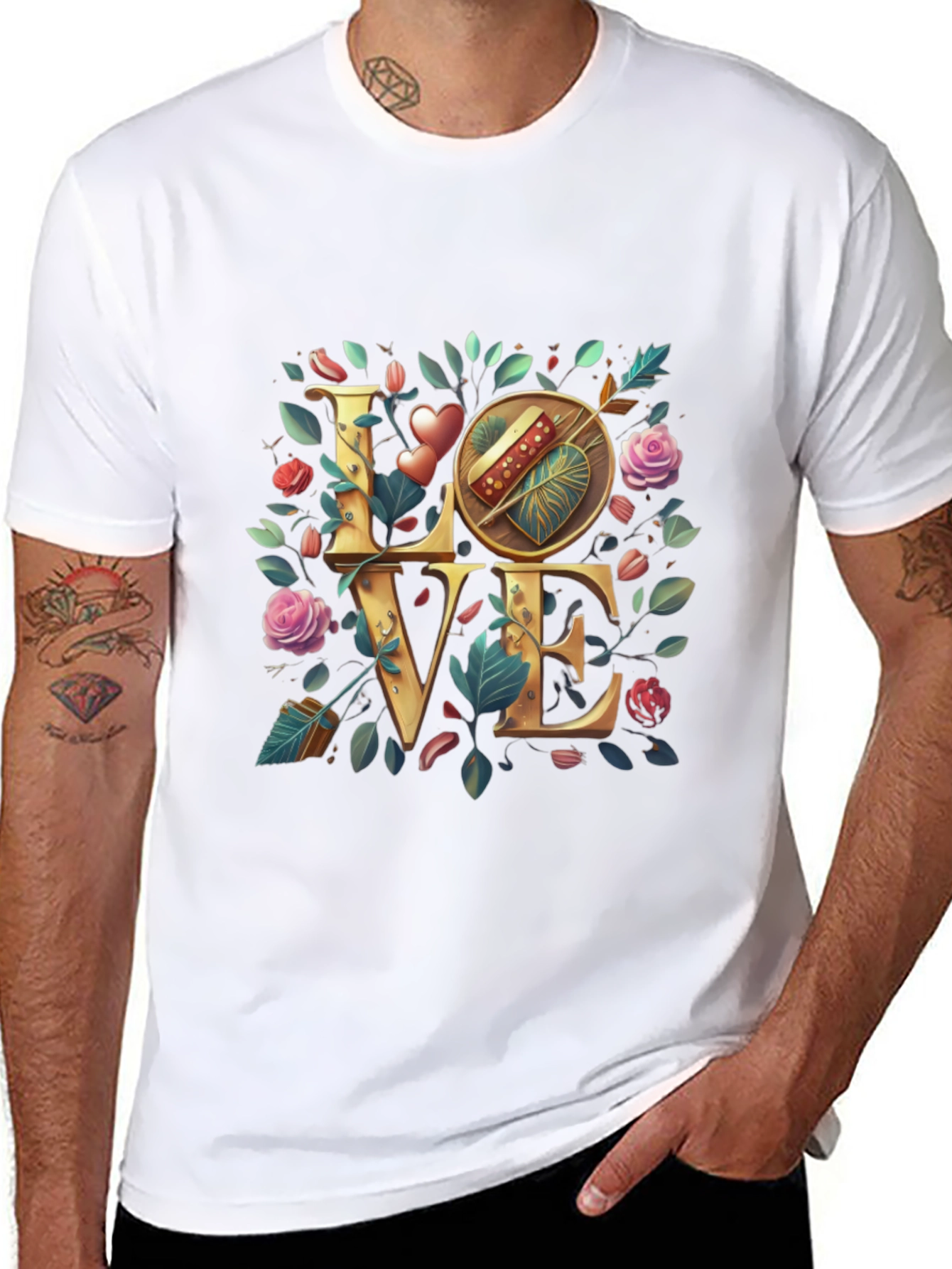 Floral Love T-Shirt - Cupids Arrow Heart Tee