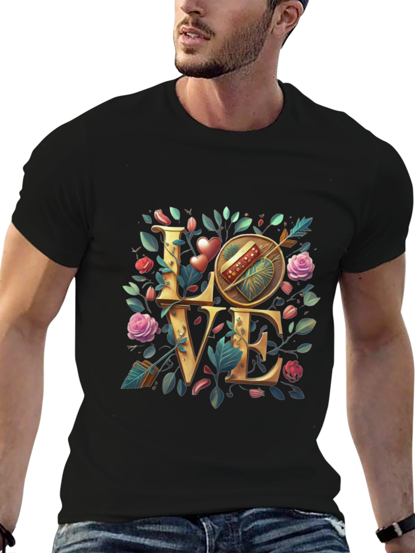 Floral Love T-Shirt - Cupids Arrow Heart Tee